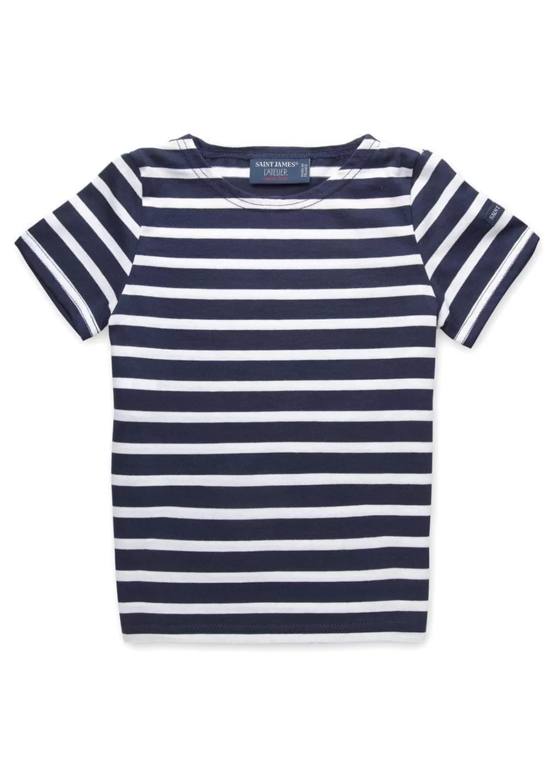 Sailor Striped Shirts>Saint James Levant striped t-shirt for kids MARINE/NEIGE