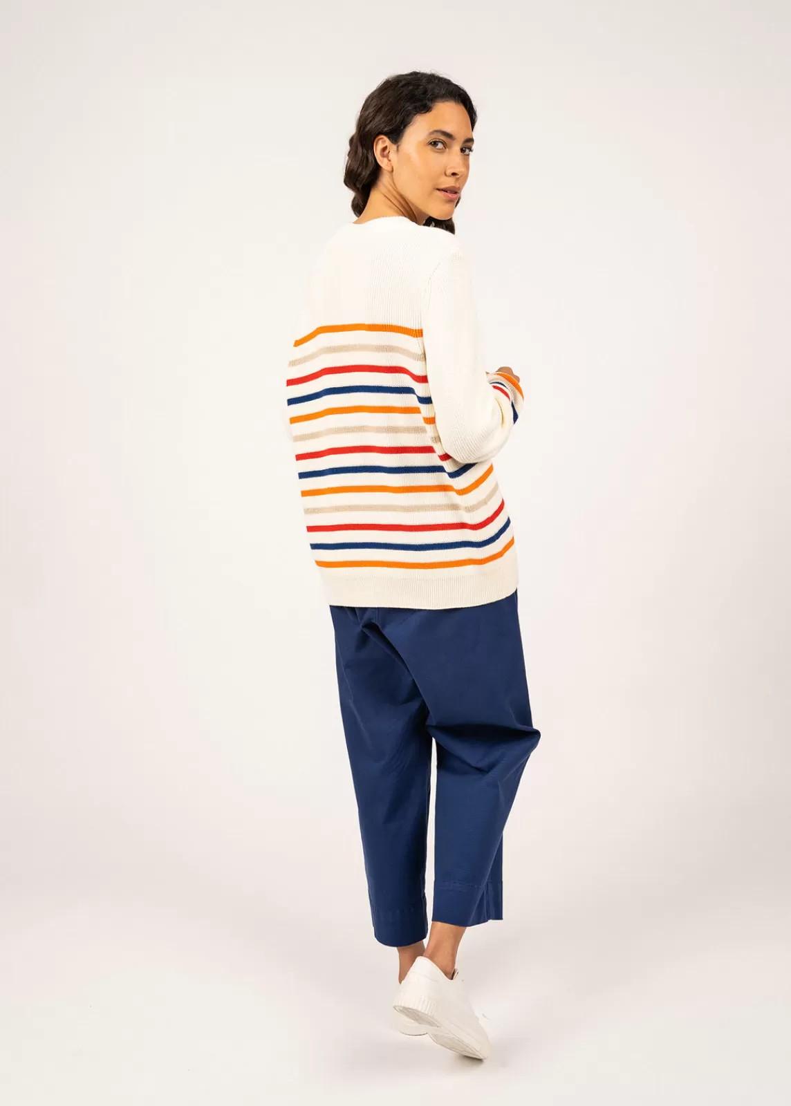 Sailor Jumpers>Saint James Locmaria cotton sailor jumper ECUME/ORANGE/GITANE/TULIPE/PLAGE