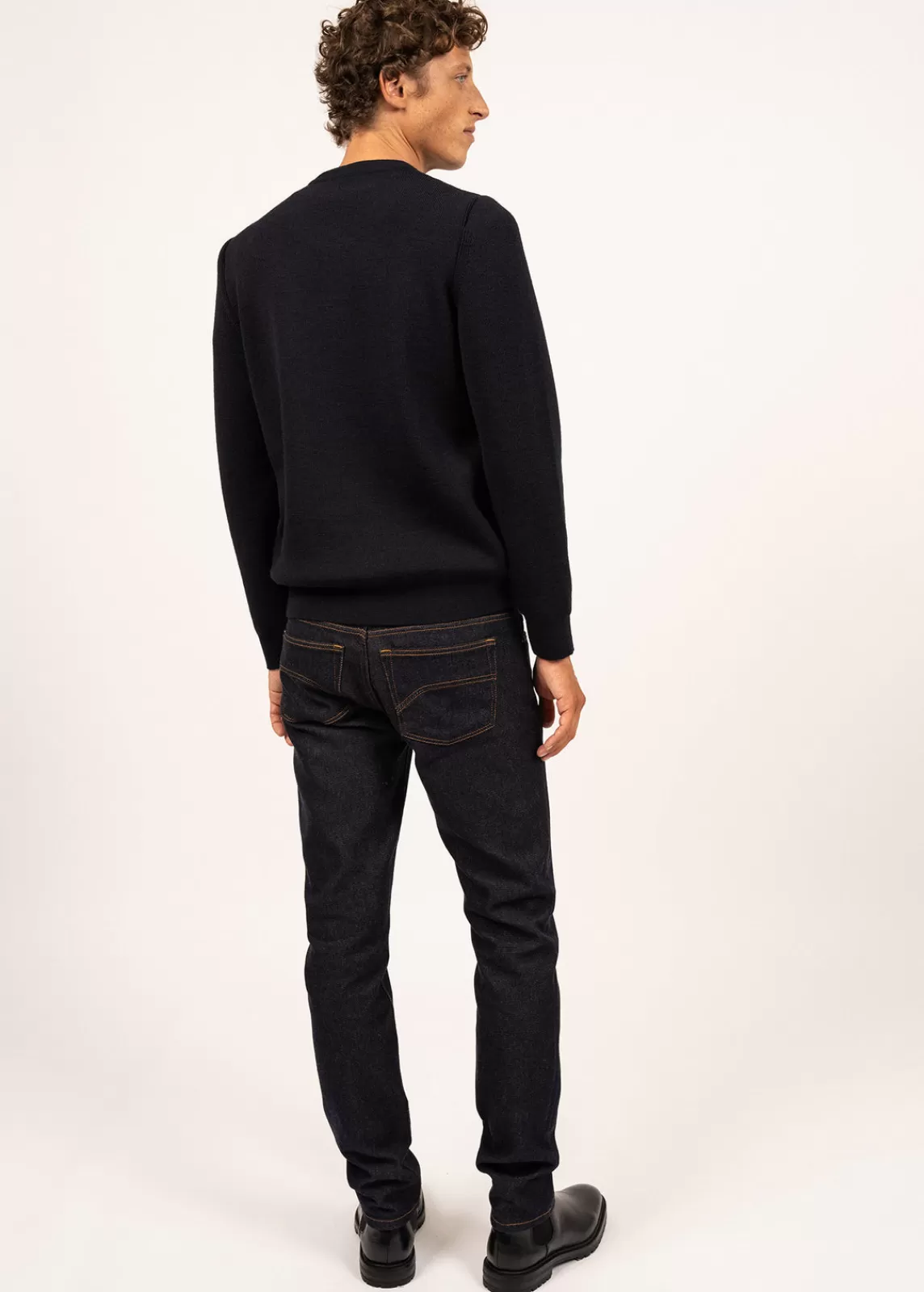 Jumpers & Cardigans>Saint James Locronan round neck jumper NAVY