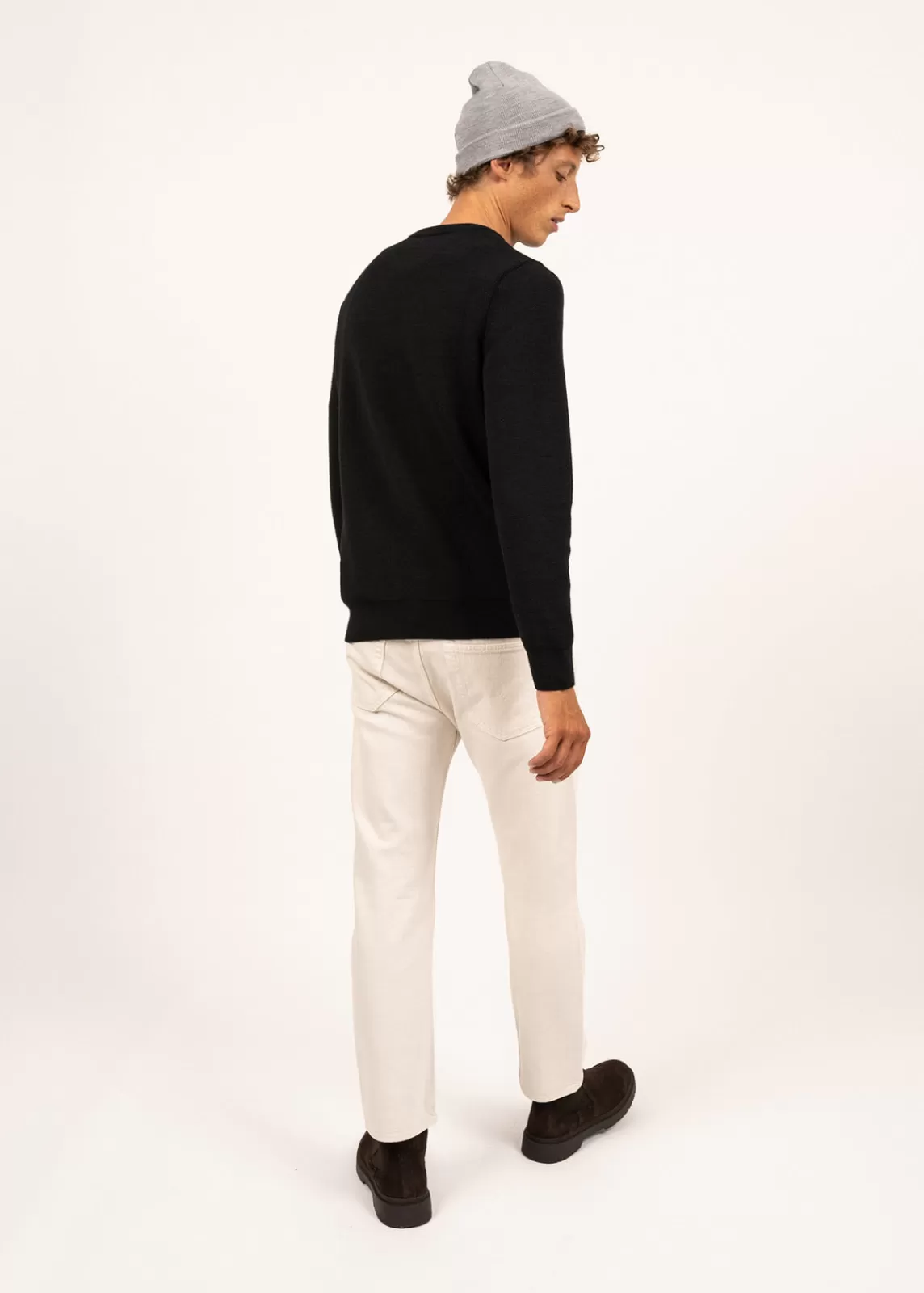 Jumpers & Cardigans>Saint James Locronan round neck jumper NOIR