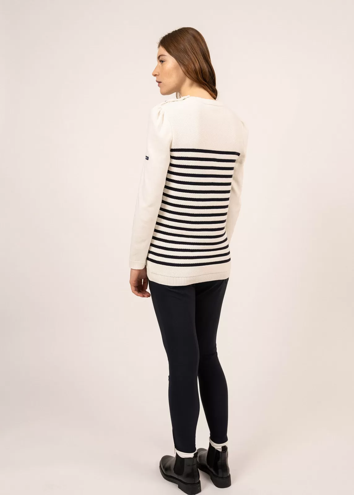 Sailor Jumpers>Saint James Maëlle cotton sailor jumper ECUME/NAVY