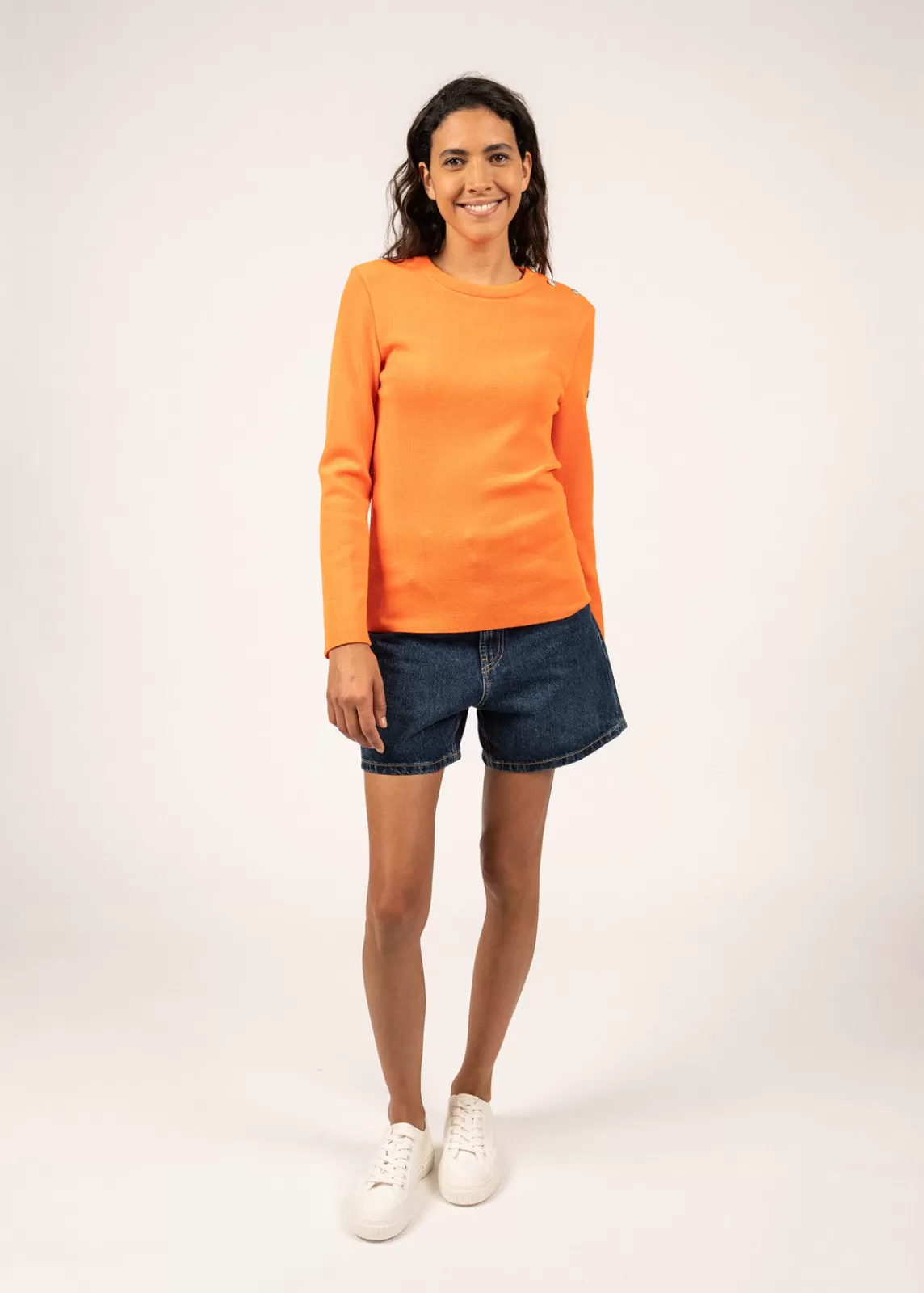 Sailor Jumpers>Saint James Marée authentic sailor jumper ORANGEFLUO