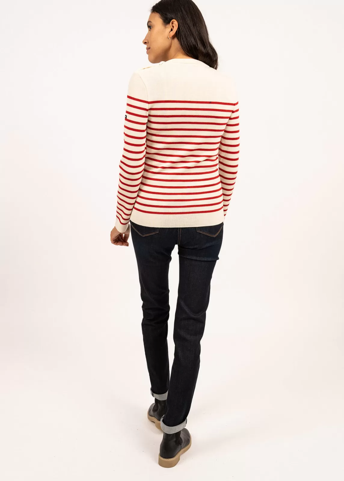 Sailor Jumpers>Saint James Marée authentic striped sailor jumper ECUME/TULIPE