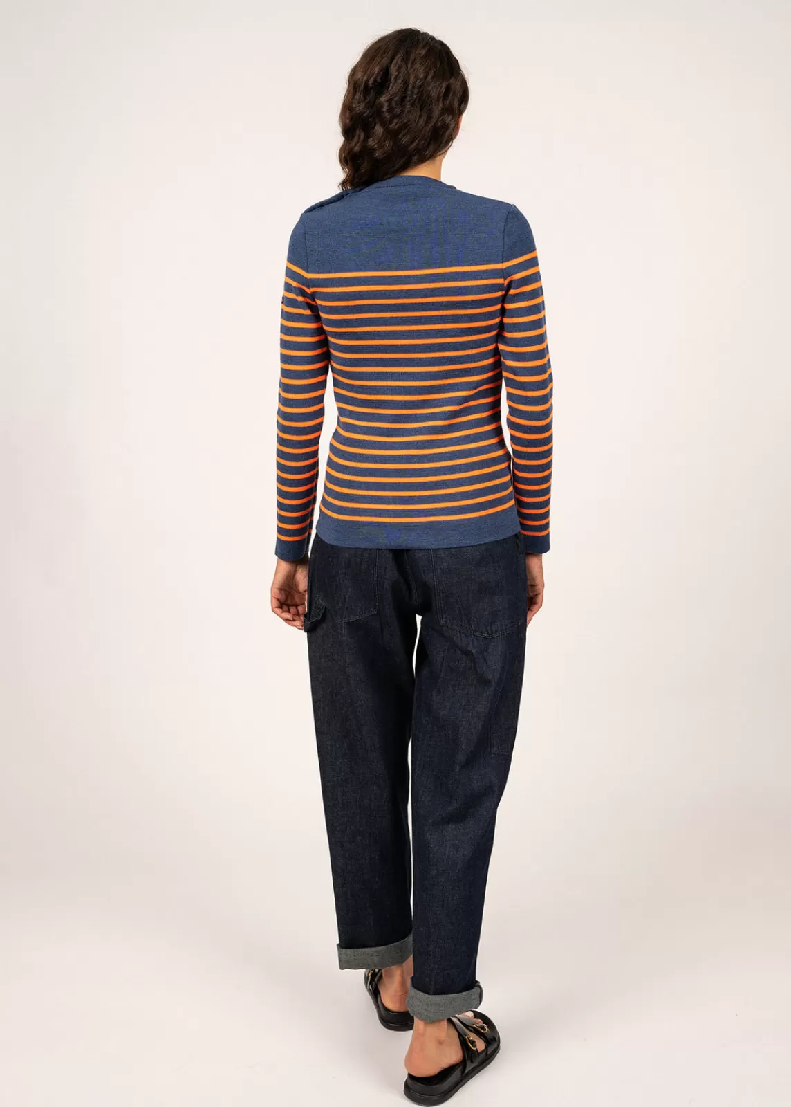 Sailor Jumpers>Saint James Marée authentic striped sailor jumper JEAN/ORANGEFLUO