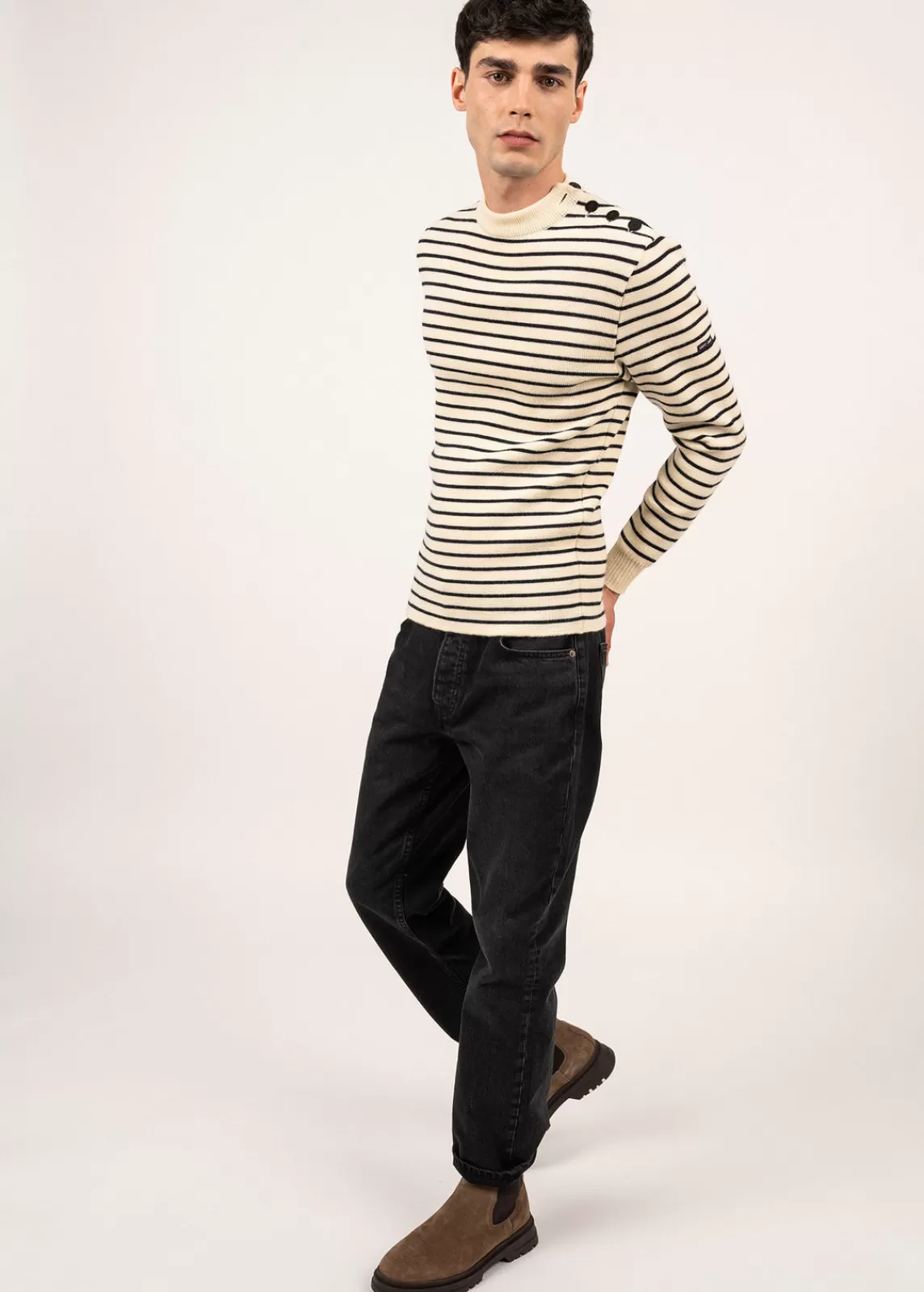 Sailor Jumpers>Saint James Matelot authentic striped sailor jumper ECRU/MARINE