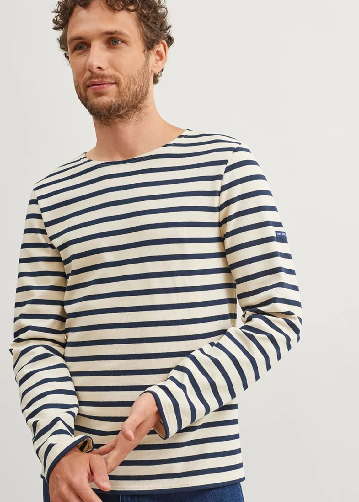 Sailor Striped Shirts>Saint James Meridien unisex striped sailor shirt ECRU/MARINE