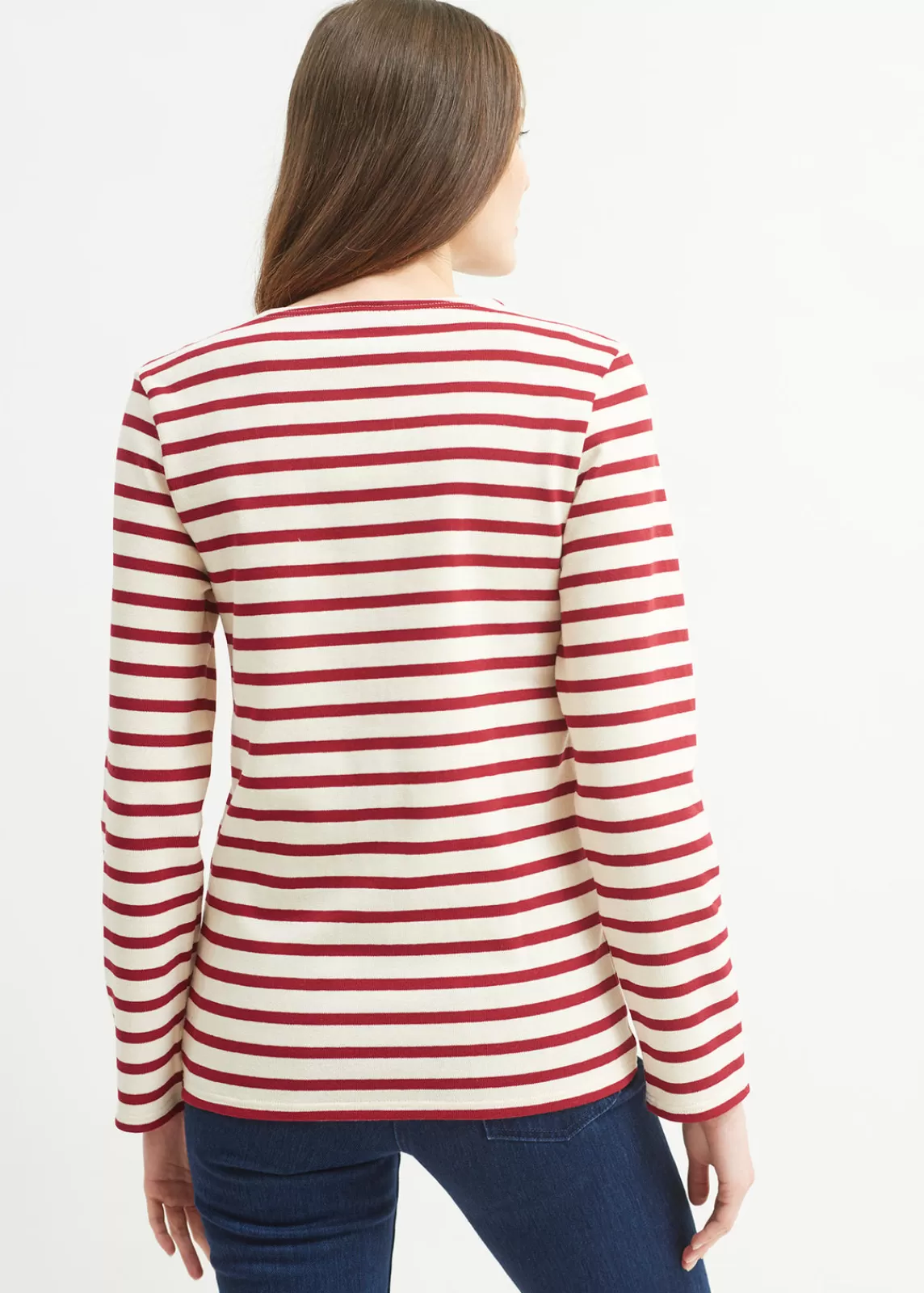 Sailor Striped Shirts>Saint James Meridien unisex striped sailor shirt ECRU/PERSAN