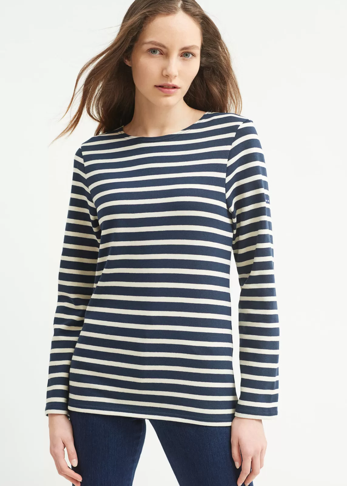 Sailor Striped Shirts>Saint James Meridien unisex striped sailor shirt MARINE/ECRU