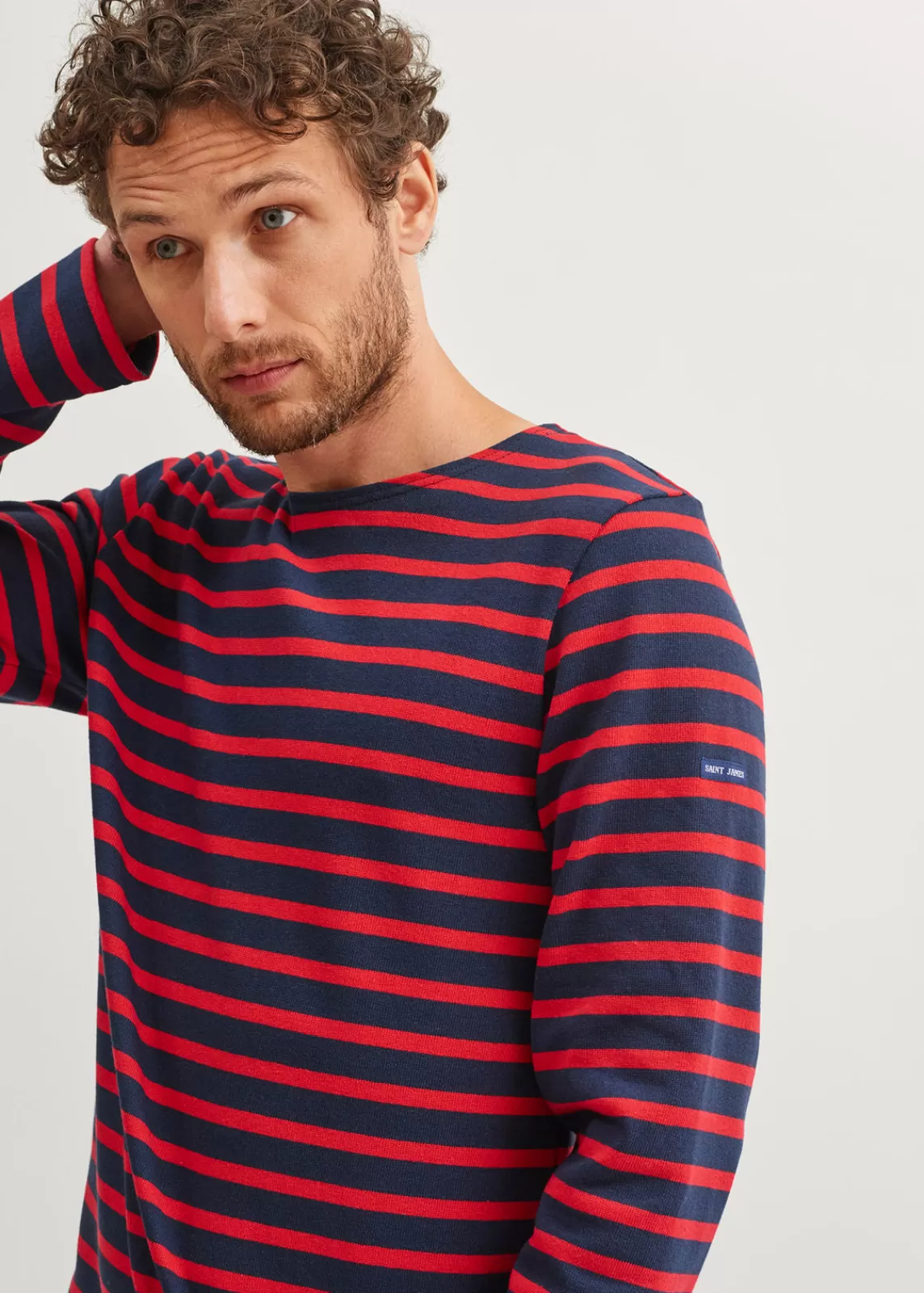 Sailor Striped Shirts>Saint James Meridien unisex striped sailor shirt MARINE/TULIPE