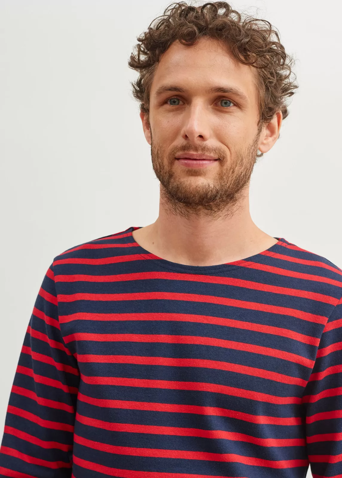 Sailor Striped Shirts>Saint James Meridien unisex striped sailor shirt MARINE/TULIPE