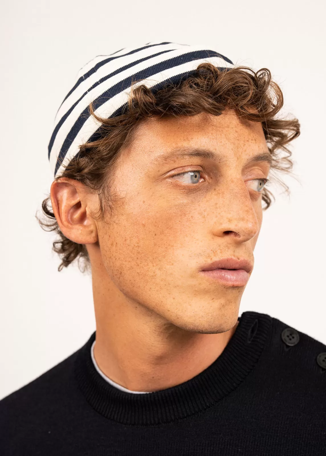 Accessories>Saint James Miki Meridien deck hat ECRU/MARINE