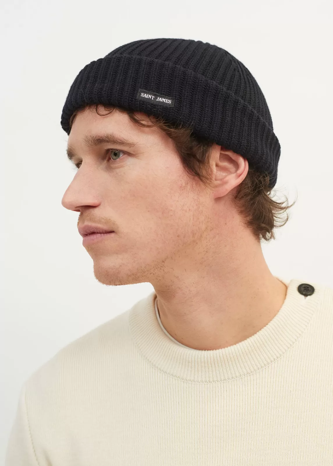 Hats & Beanies>Saint James Miki sailor cap with turn-up, NAVY