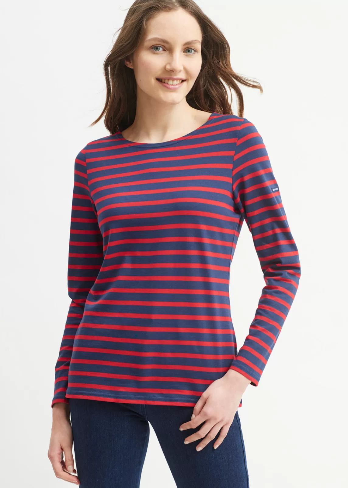 Sailor Striped Shirts>Saint James Minquidame striped sailor shirt MARINE/TULIPE