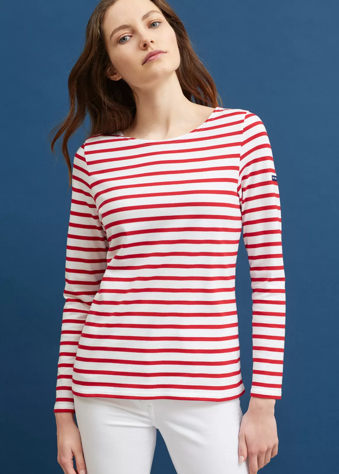 Sailor Striped Shirts>Saint James Minquidame striped sailor shirt NEIGE/TULIPE