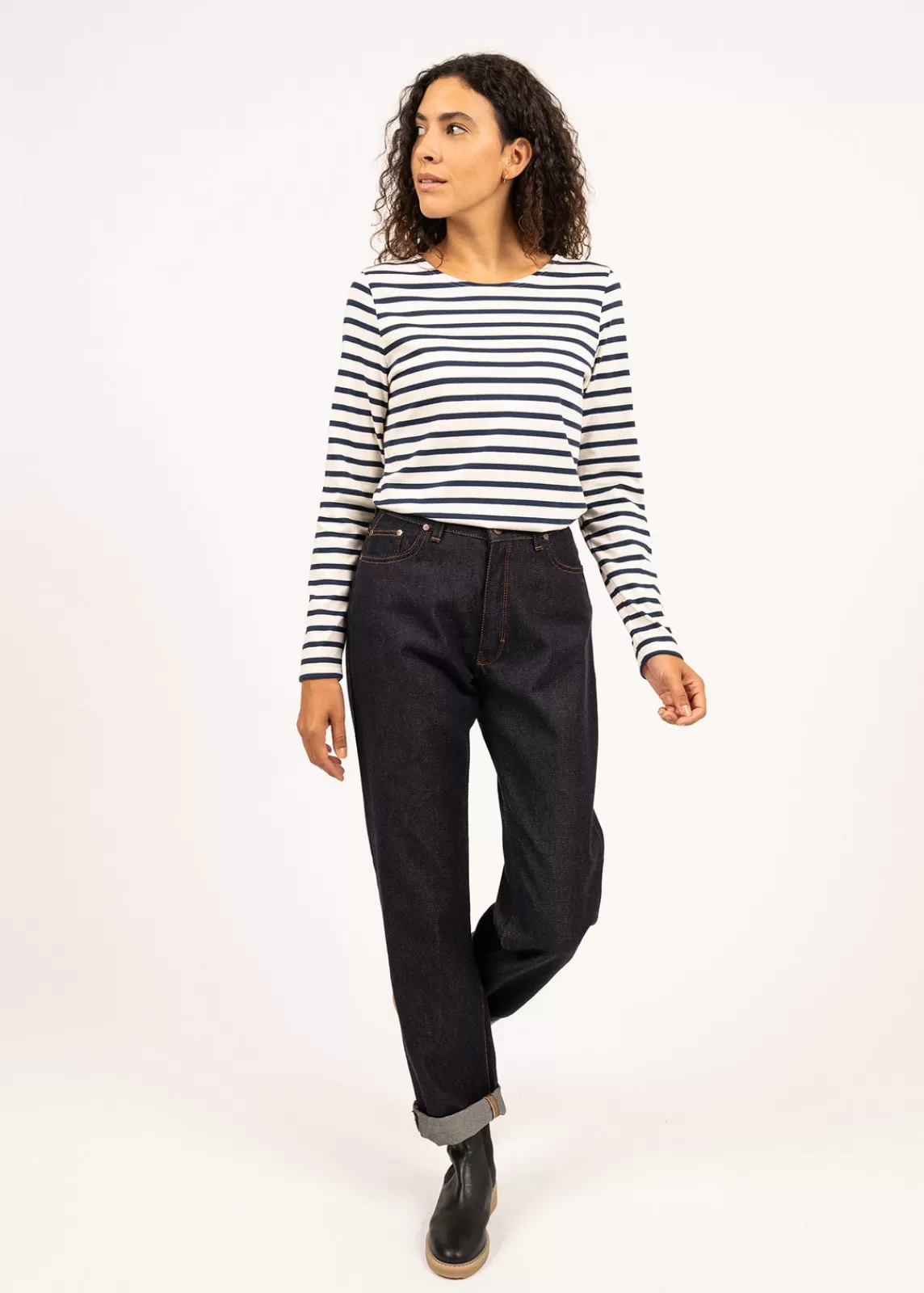 Accessories>Saint James Minquidame striped sailor shirt ECRU/MARINE