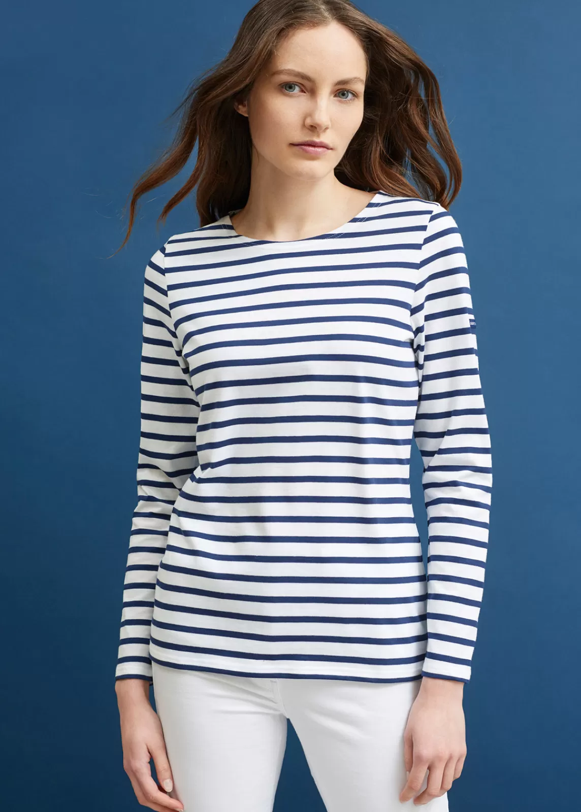 Accessories>Saint James Minquidame striped sailor shirt NEIGE/MARINE