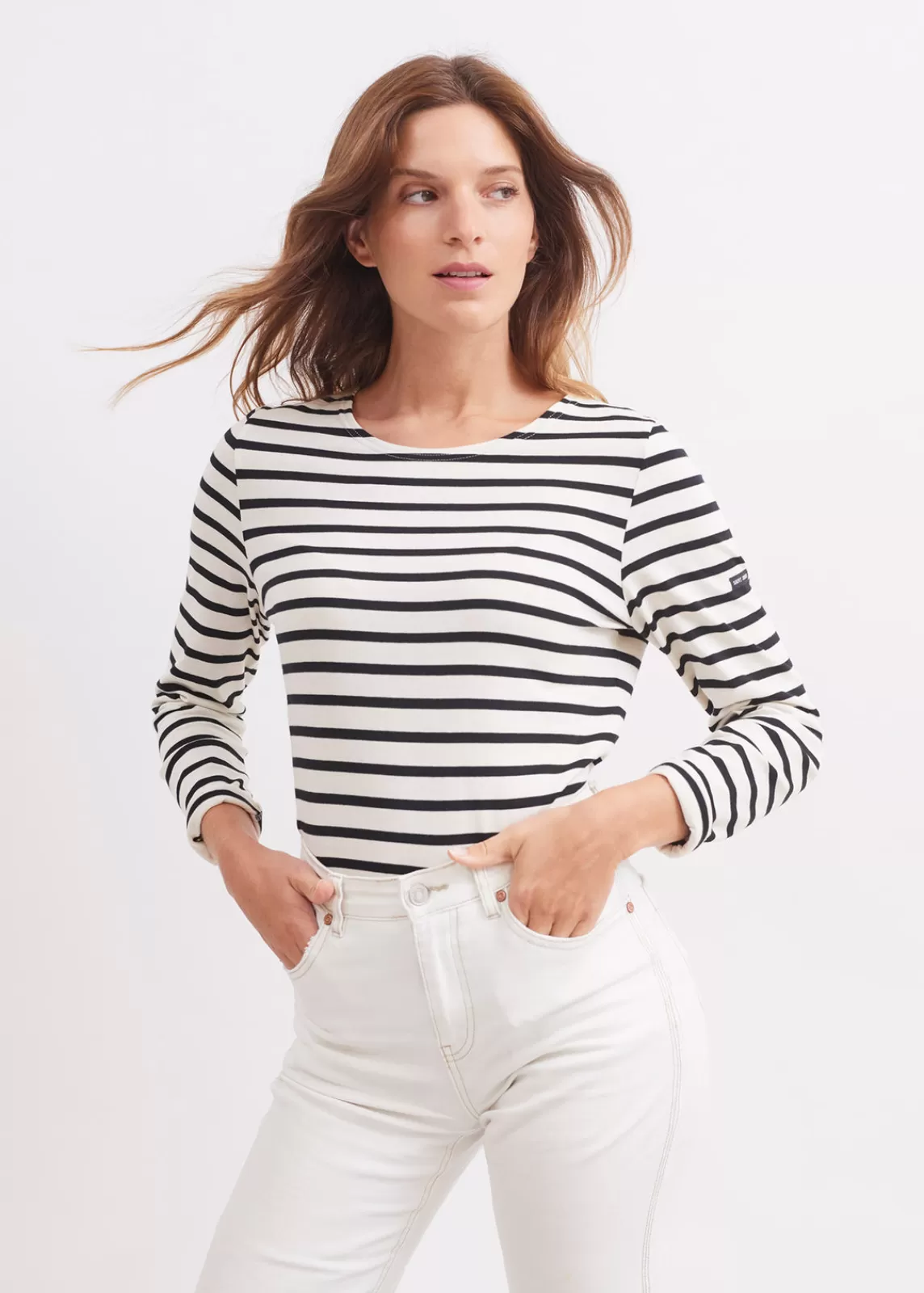 Sailor Striped Shirts>Saint James Minquidame striped sailor shirt ECRU/NOIR