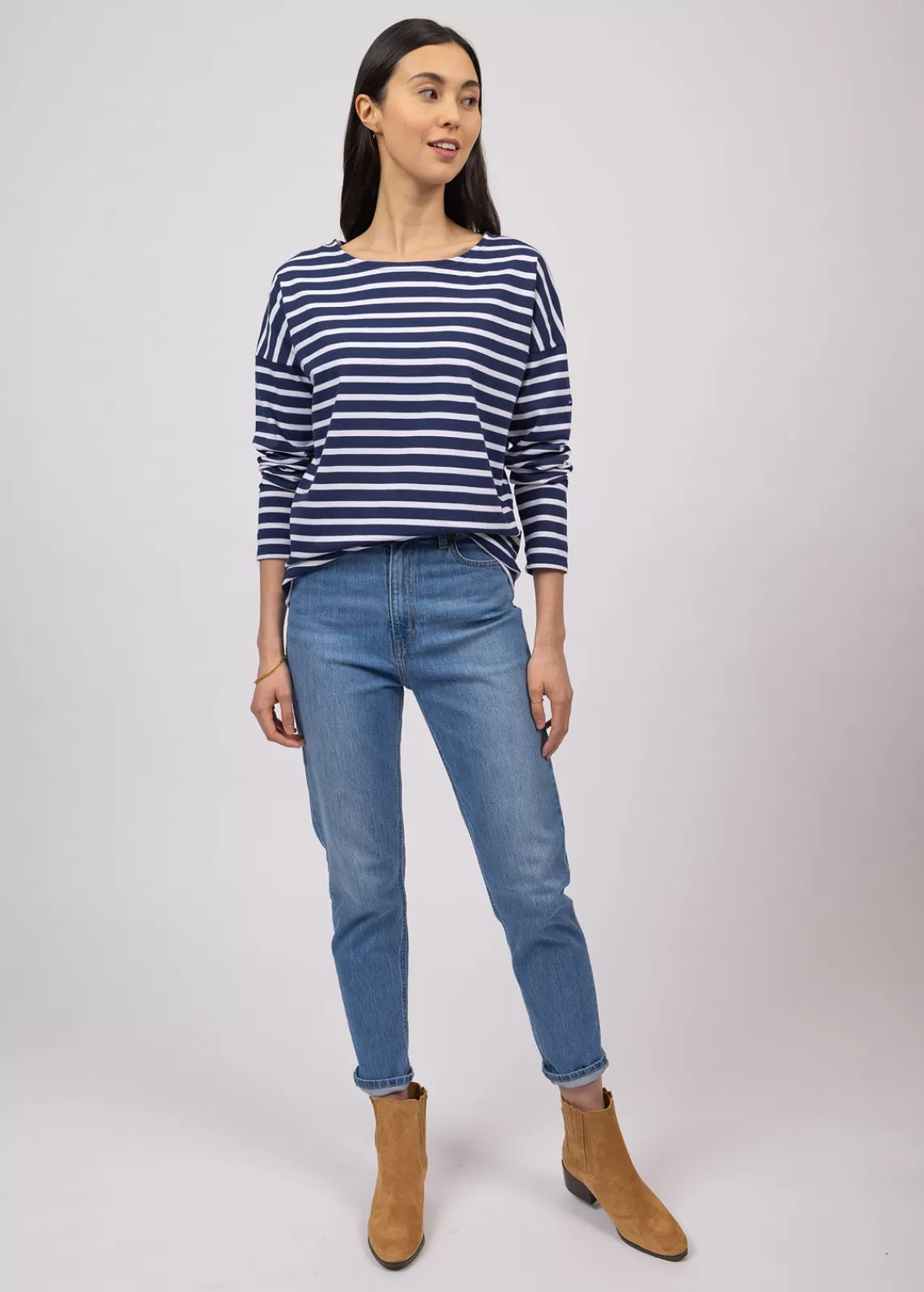 Sailor Striped Shirts>Saint James Minquiers Drop oversized striped sailor shirt MARINE/NEIGE