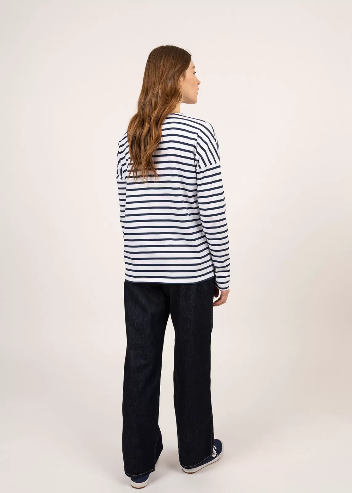 Sailor Striped Shirts>Saint James Minquiers Drop oversized striped sailor shirt NEIGE/MARINE