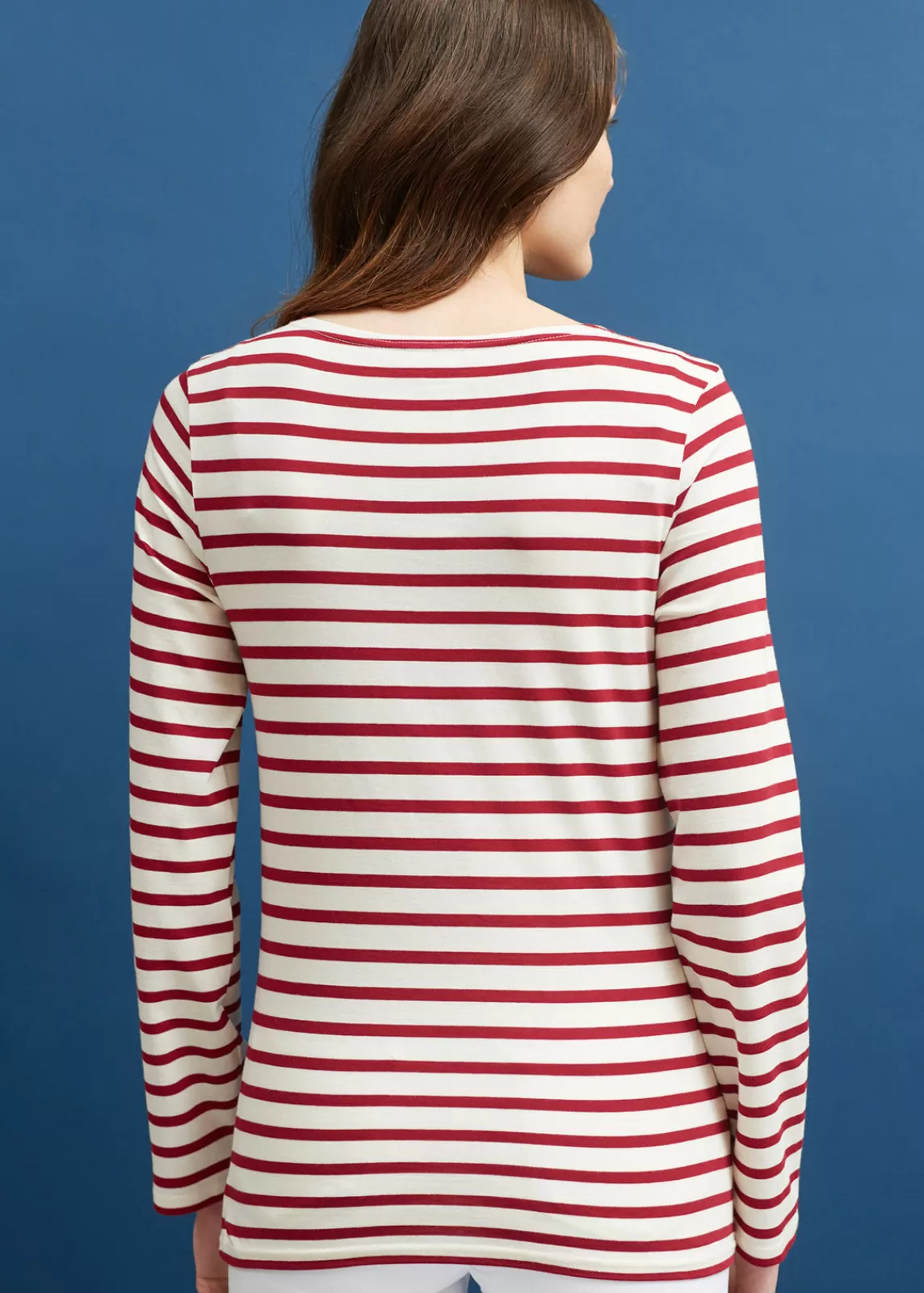 Sailor Striped Shirts>Saint James Minquiers unisex striped sailor shirt ECRU/PERSAN