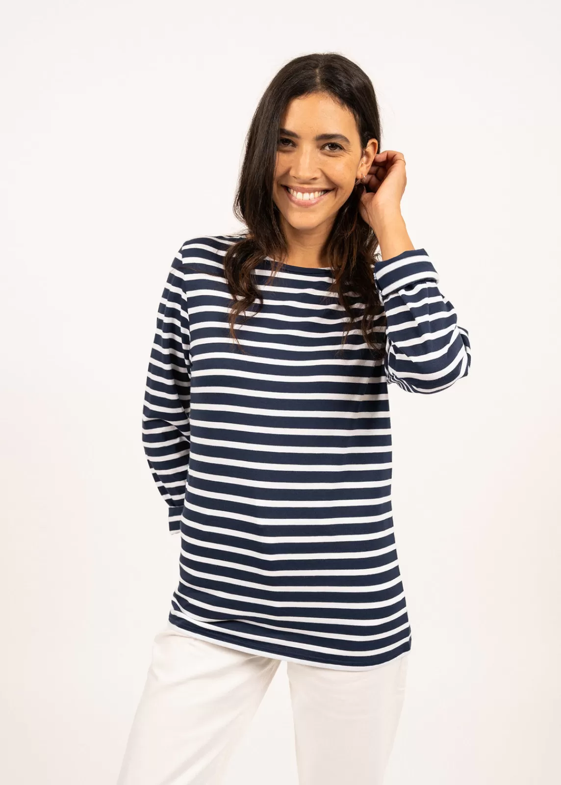 Sailor Striped Shirts>Saint James Minquiers unisex striped sailor shirt MARINE/NEIGE