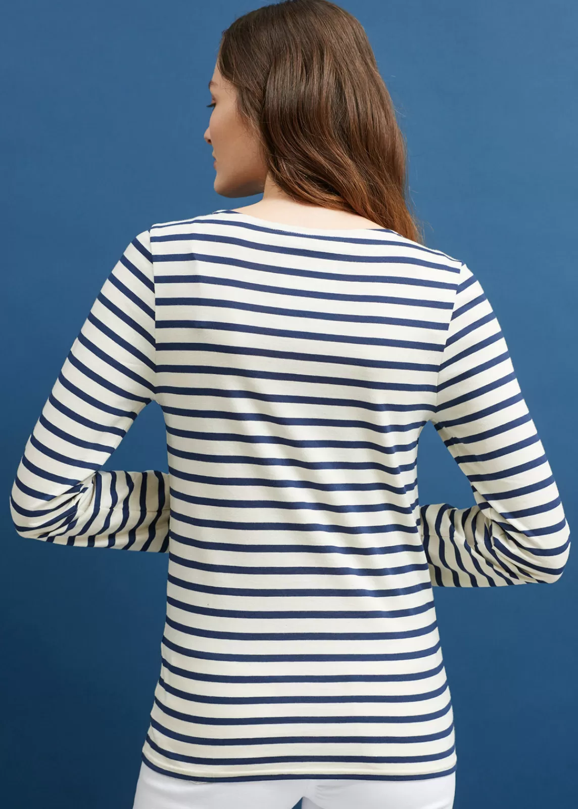 Sailor Striped Shirts>Saint James Minquiers unisex striped sailor shirt ECRU/MARINE