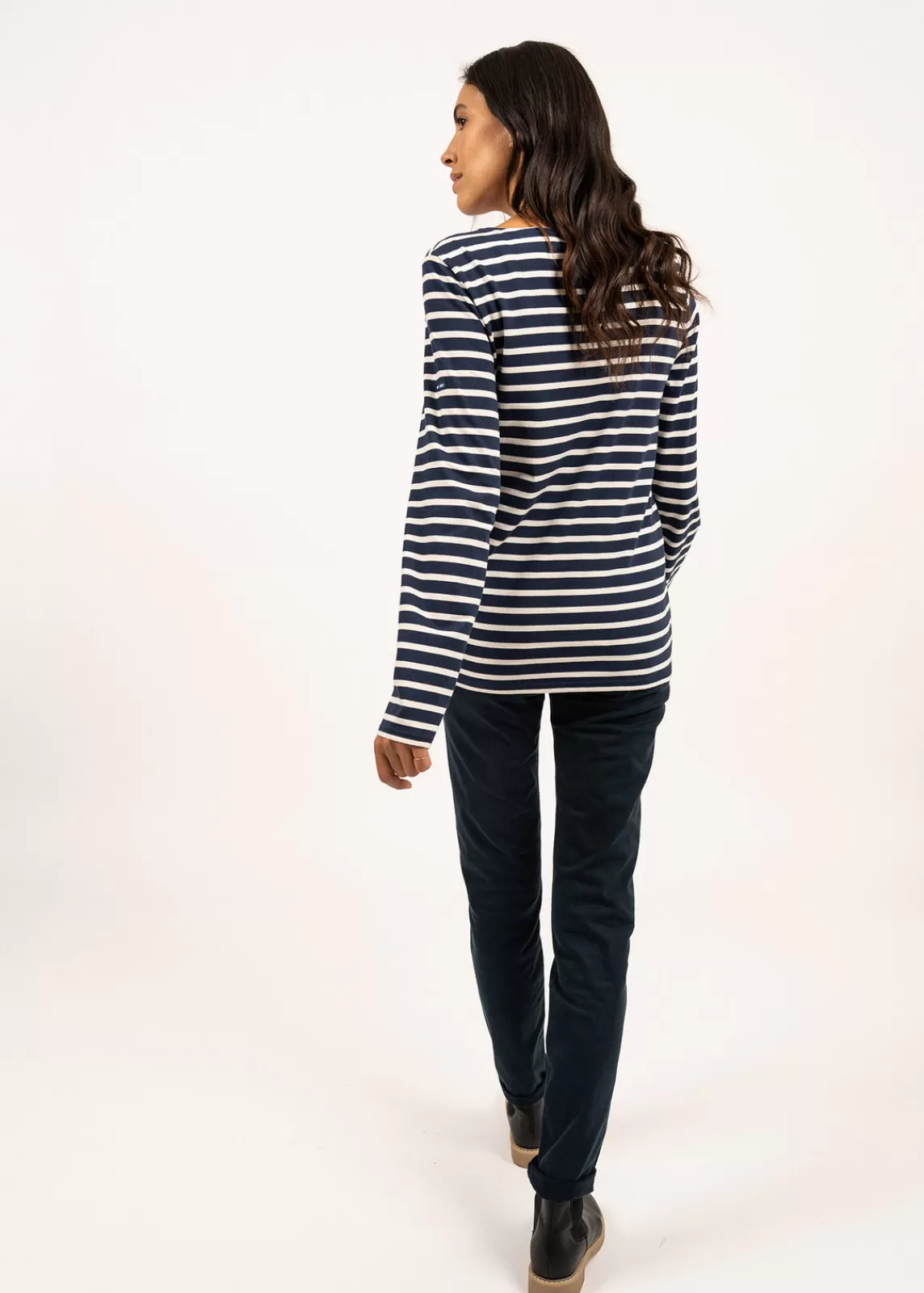 Sailor Striped Shirts>Saint James Minquiers unisex striped sailor shirt MARINE/ECRU