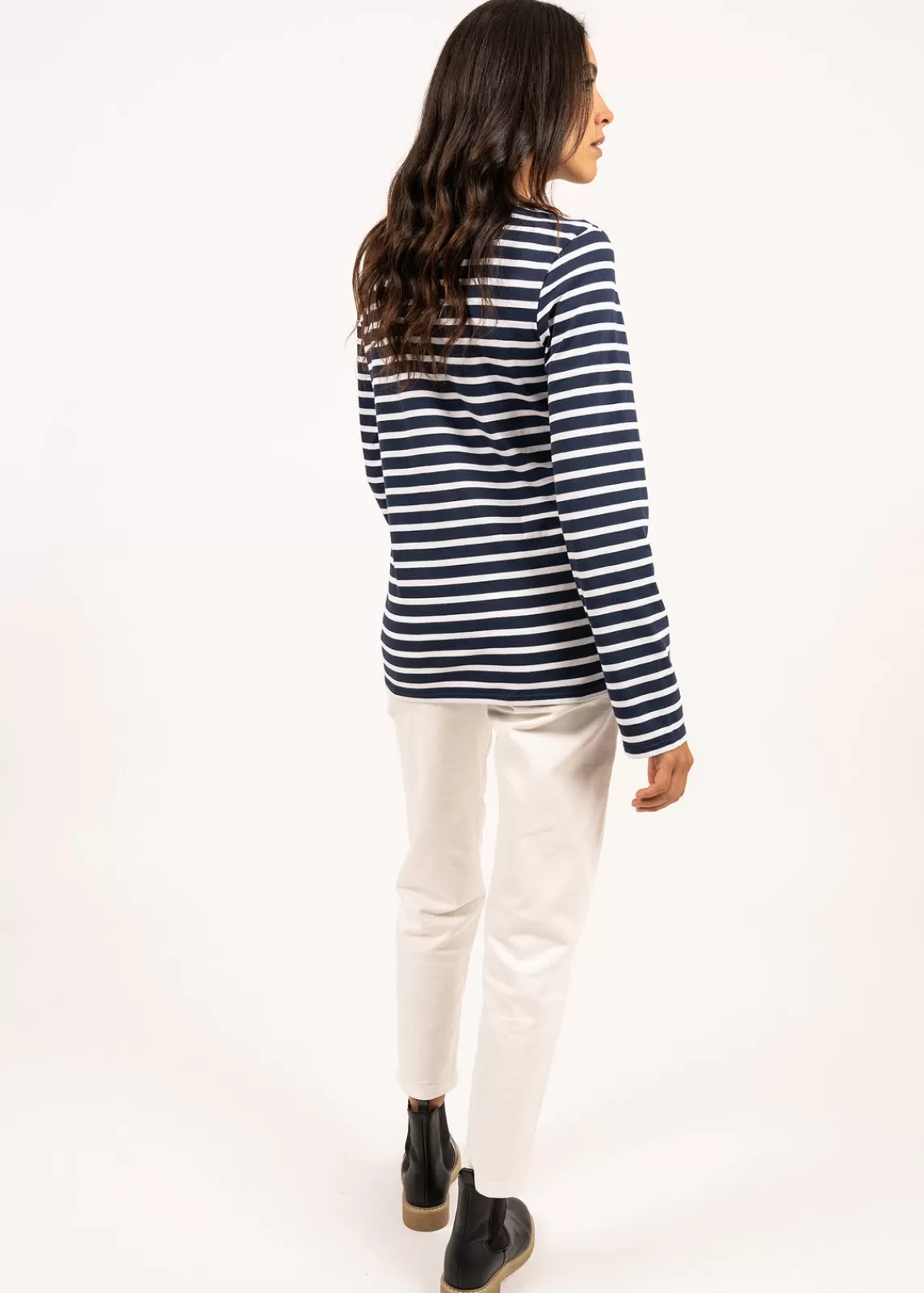 Sailor Striped Shirts>Saint James Minquiers unisex striped sailor shirt MARINE/NEIGE