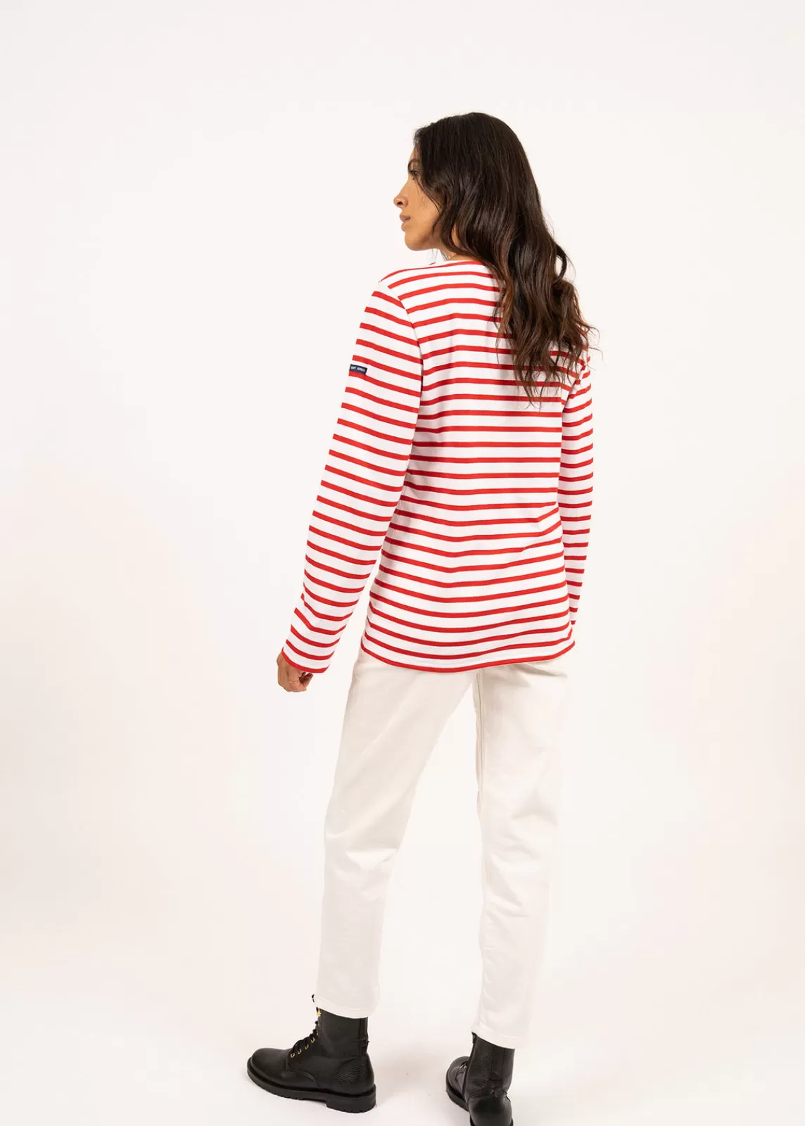 Sailor Striped Shirts>Saint James Minquiers unisex striped sailor shirt NEIGE/TULIPE