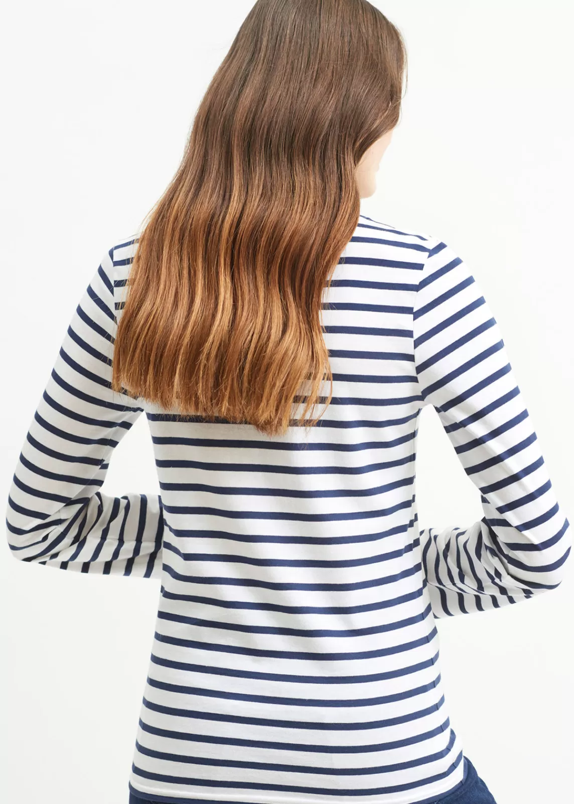 Sailor Striped Shirts>Saint James Minquiers unisex striped sailor shirt NEIGE/MARINE