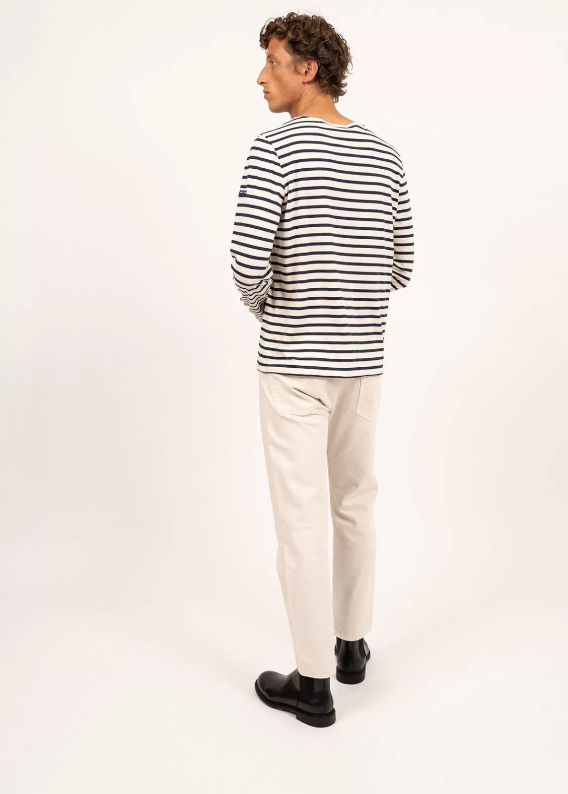 Sailor Striped Shirts>Saint James Minquilaine unisex sailor striped shirt ECRU/MARINE