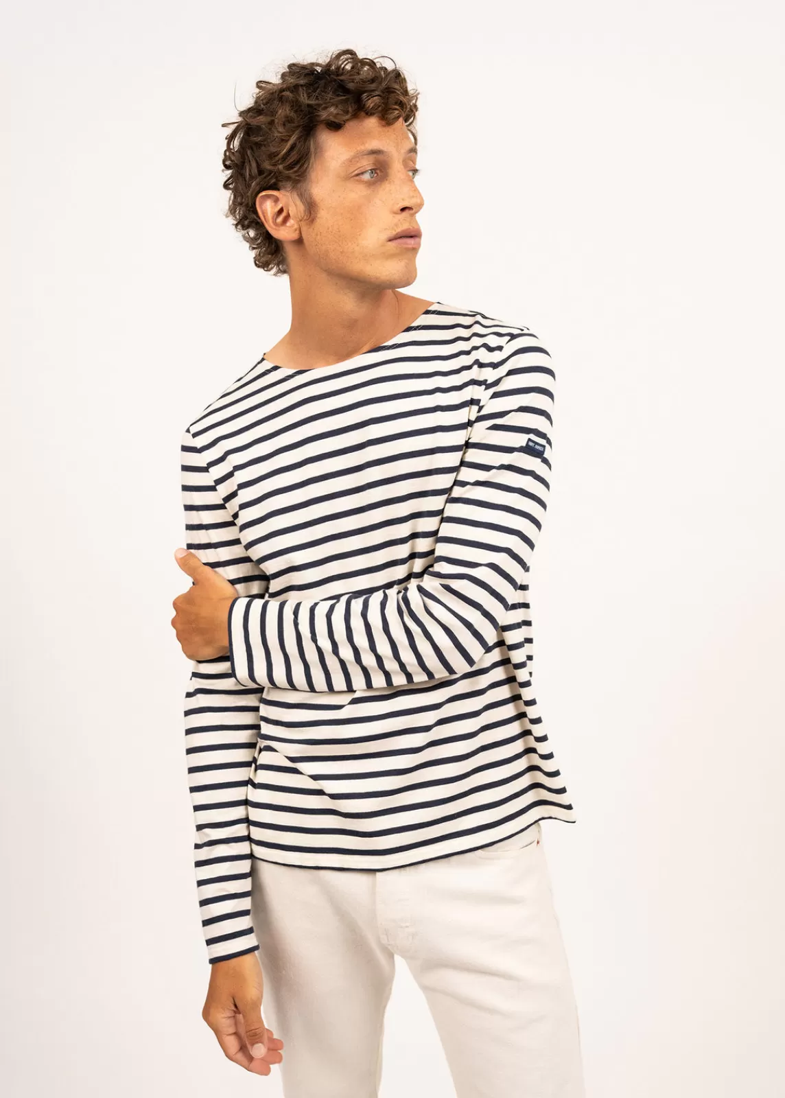 Sailor Striped Shirts>Saint James Minquilaine unisex sailor striped shirt ECRU/MARINE