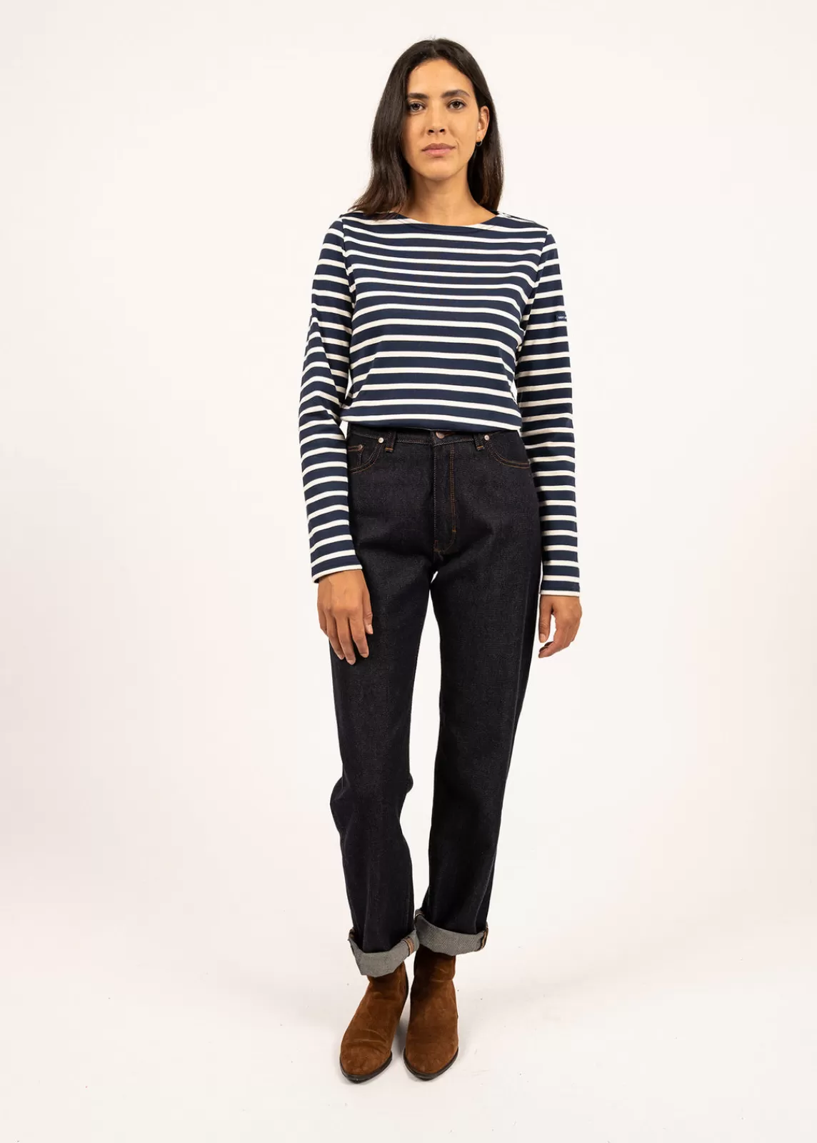 Sailor Striped Shirts>Saint James Minquilock iconic sailor striped shirt MARINE/ECRU