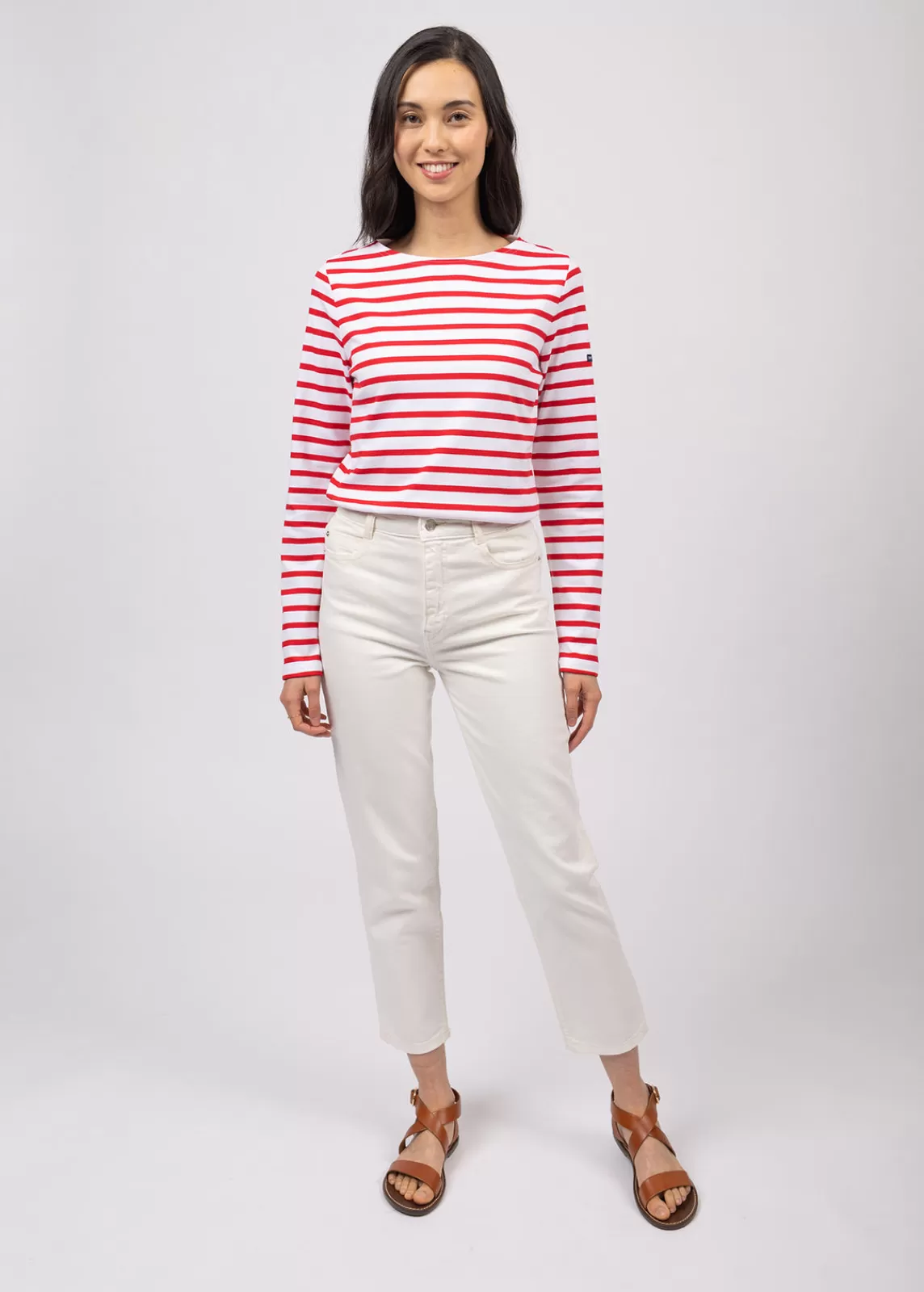 Sailor Striped Shirts>Saint James Minquilock iconic sailor striped shirt NEIGE/TULIPE