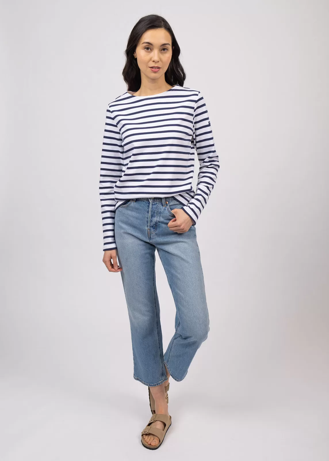 Sailor Striped Shirts>Saint James Minquilock iconic sailor striped shirt NEIGE/MARINE