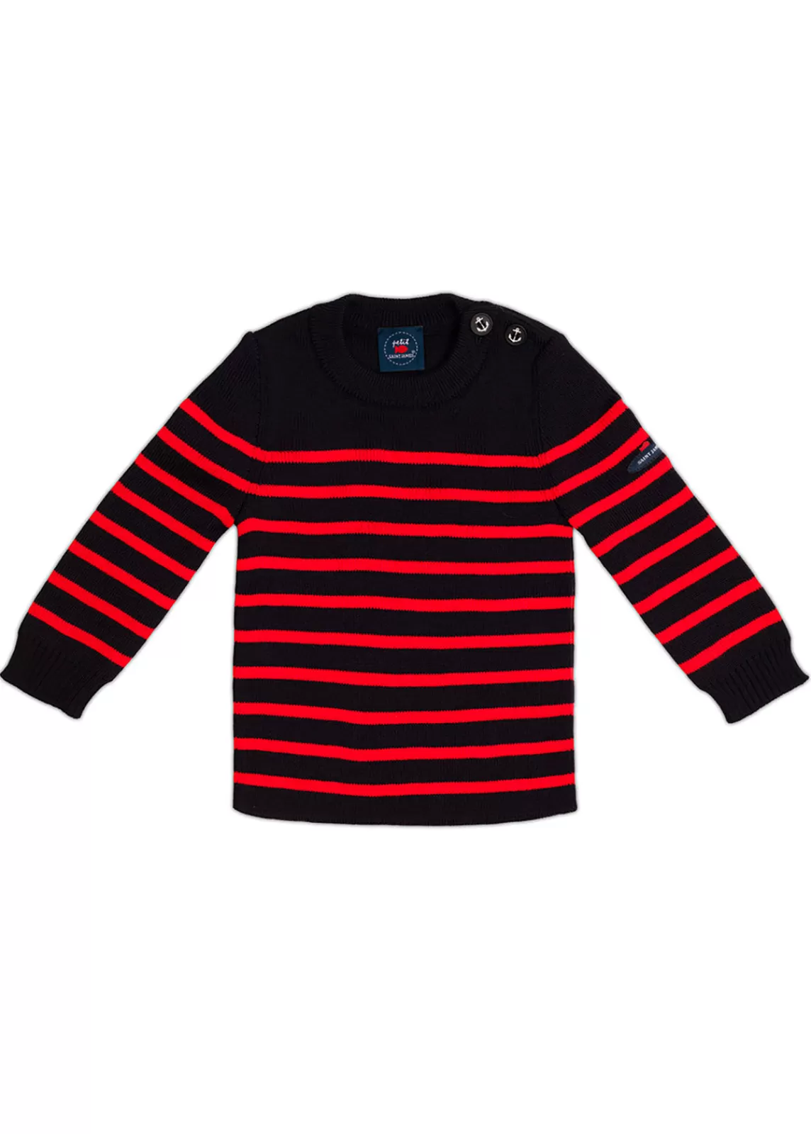 Sailor Jumpers>Saint James Moussaillon striped sailor jumper for babies NAVY/ROUGE