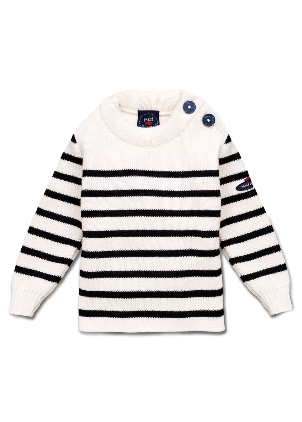 Sailor Jumpers>Saint James Moussaillon striped sailor jumper for babies ECUME/NAVY