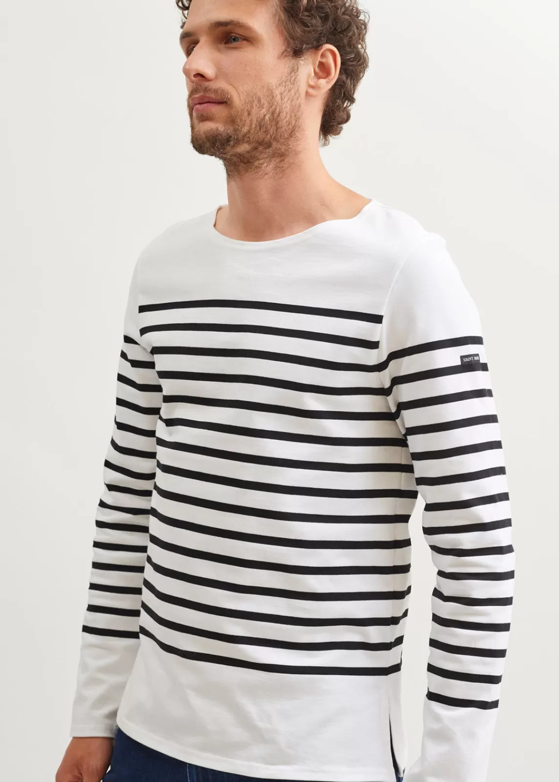 Sailor Striped Shirts>Saint James Naval authentic striped sailor shirt NEIGE/NOIR