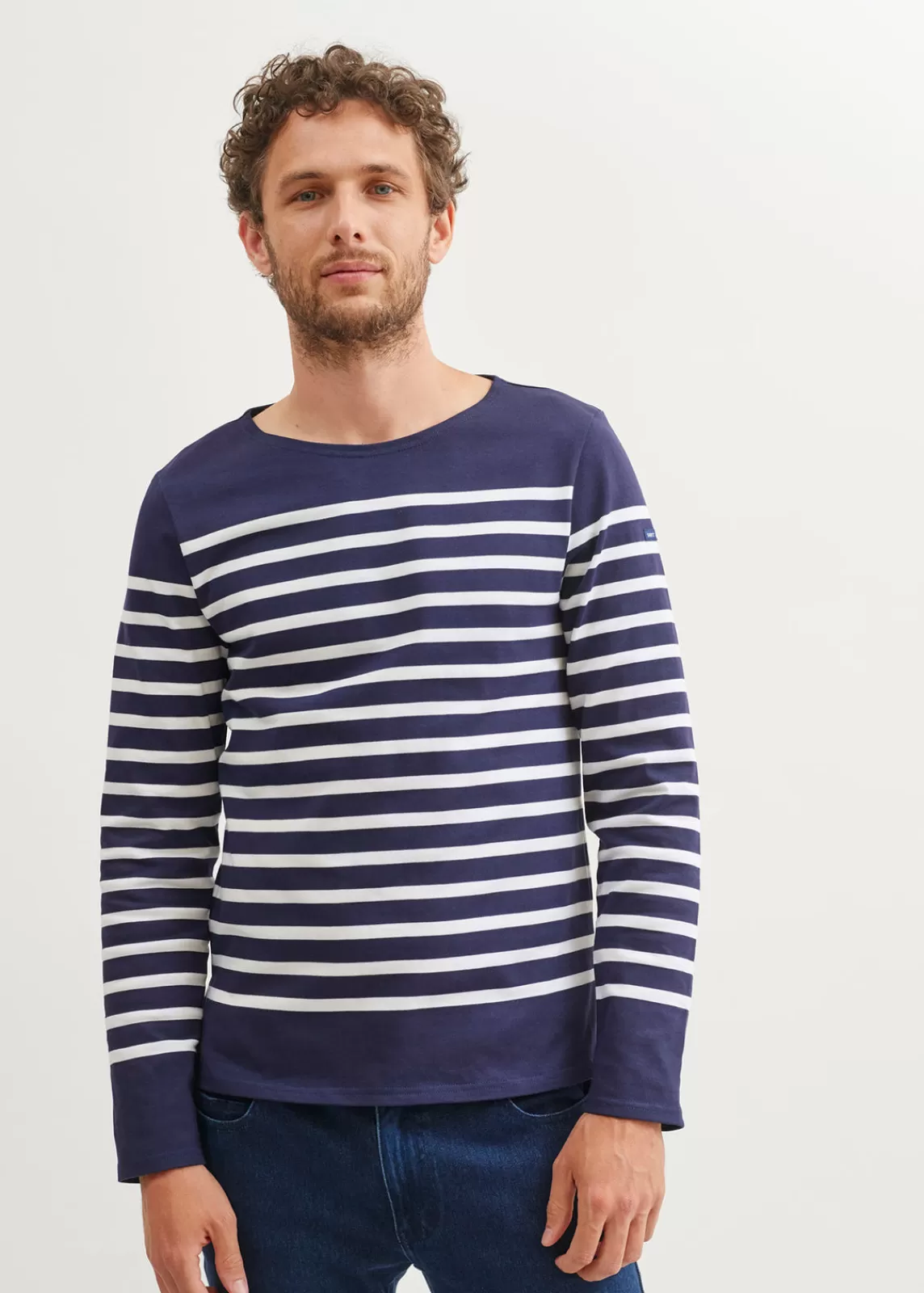 Sailor Striped Shirts>Saint James Naval authentic striped sailor shirt MARINE/NEIGE