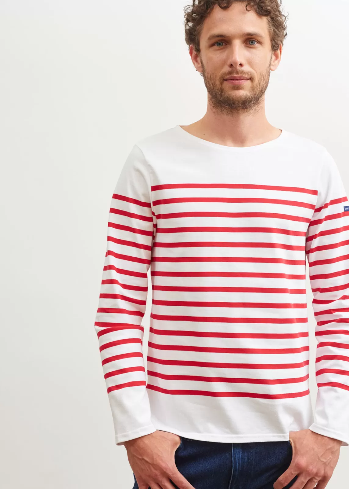 Sailor Striped Shirts>Saint James Naval authentic striped sailor shirt NEIGE/TULIPE