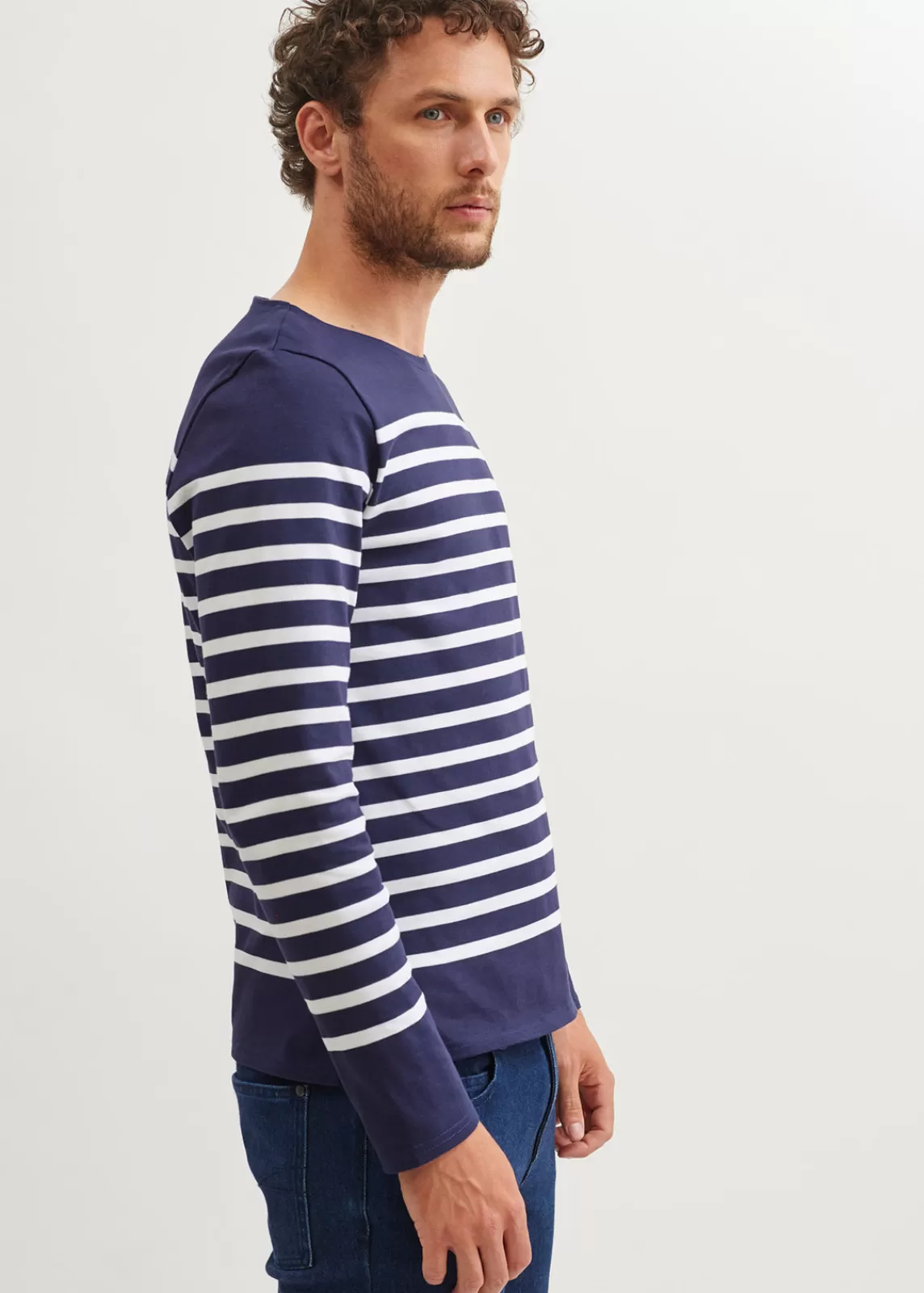 Sailor Striped Shirts>Saint James Naval authentic striped sailor shirt MARINE/NEIGE