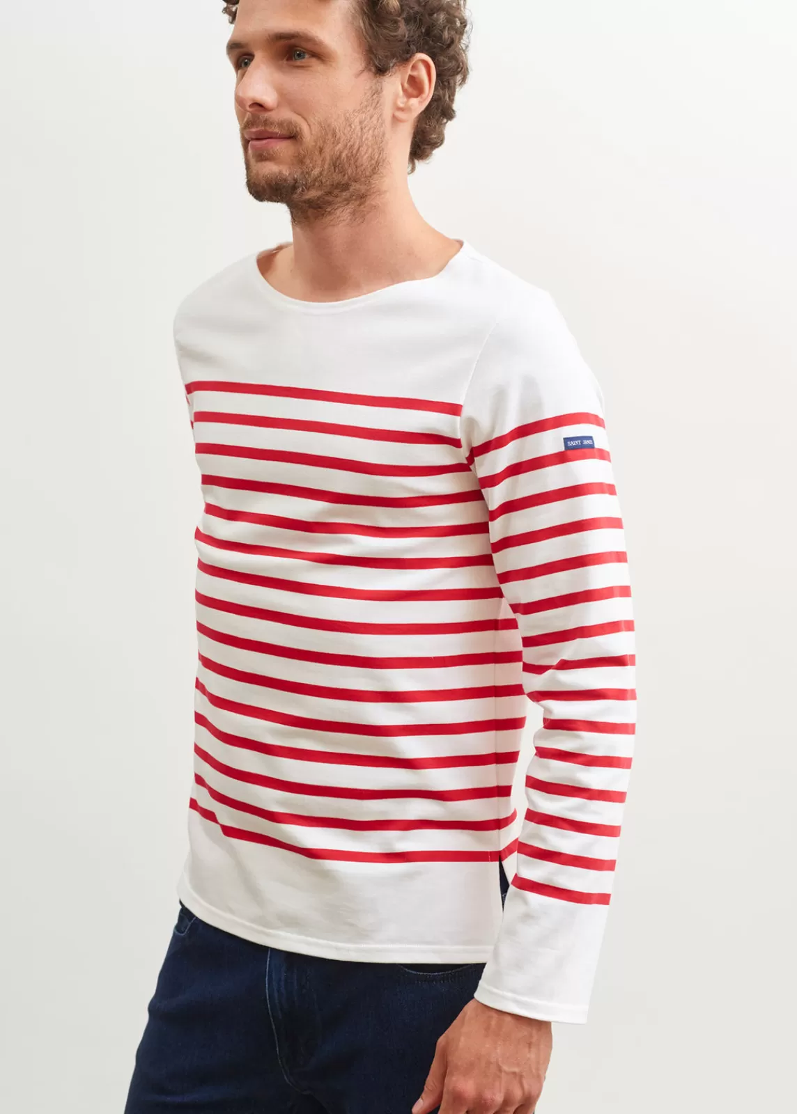 Sailor Striped Shirts>Saint James Naval authentic striped sailor shirt NEIGE/TULIPE