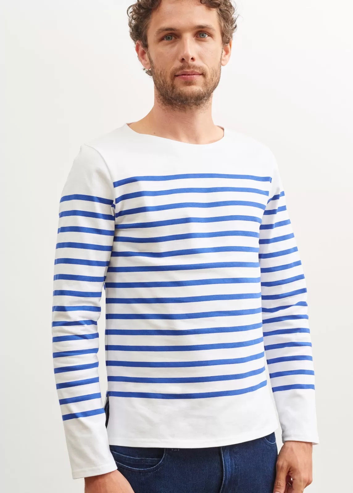 Sailor Striped Shirts>Saint James Naval authentic striped sailor shirt NEIGE/GITANE