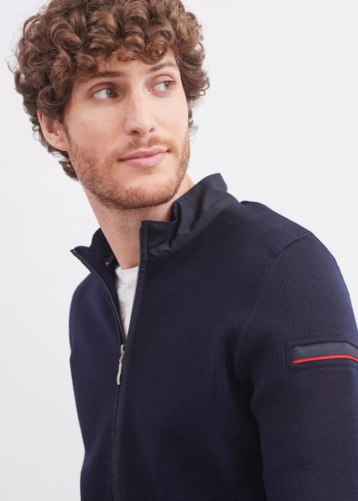 Jumpers & Cardigans>Saint James Navigateur zipped cardigan NAVY