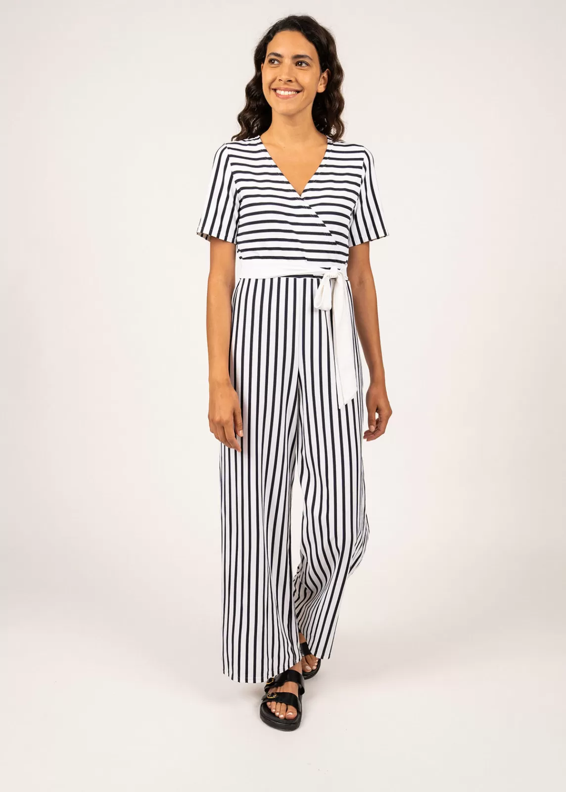 Trousers & Shorts>Saint James Nice striped jumpsuit NEIGE/NAVY