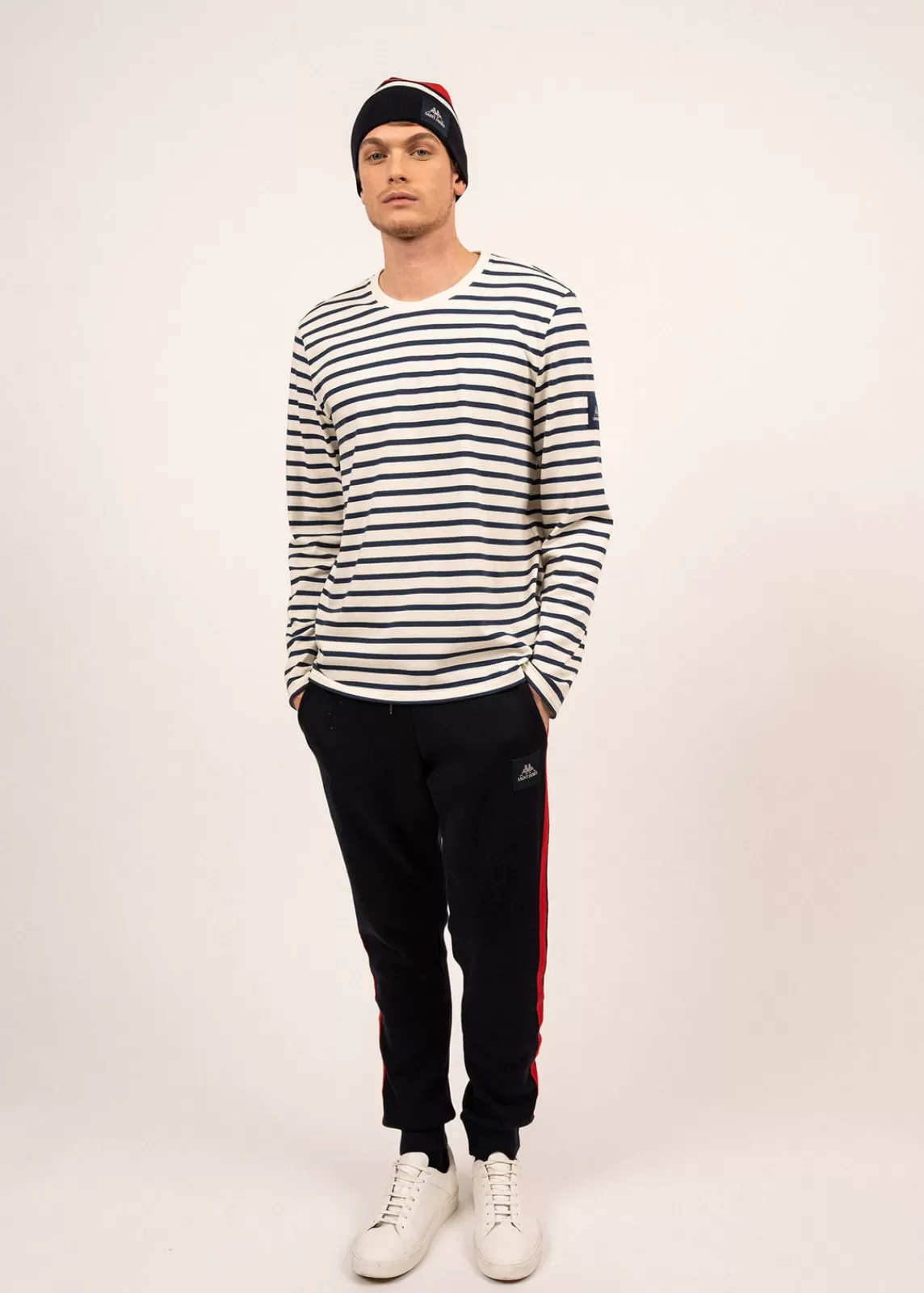 Sailor Striped Shirts>Saint James Normands cotton sailor striped shirt ECRU/MARINE