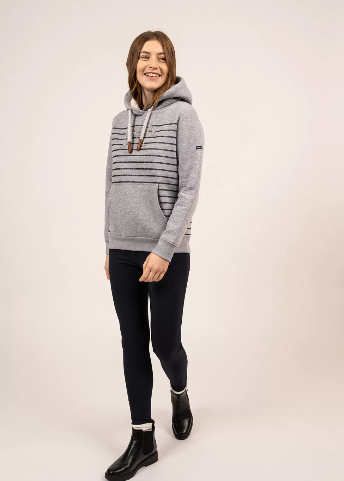 Jumpers, Cardigans, Jackets>Saint James Océane hoodie GRIS/MARINE