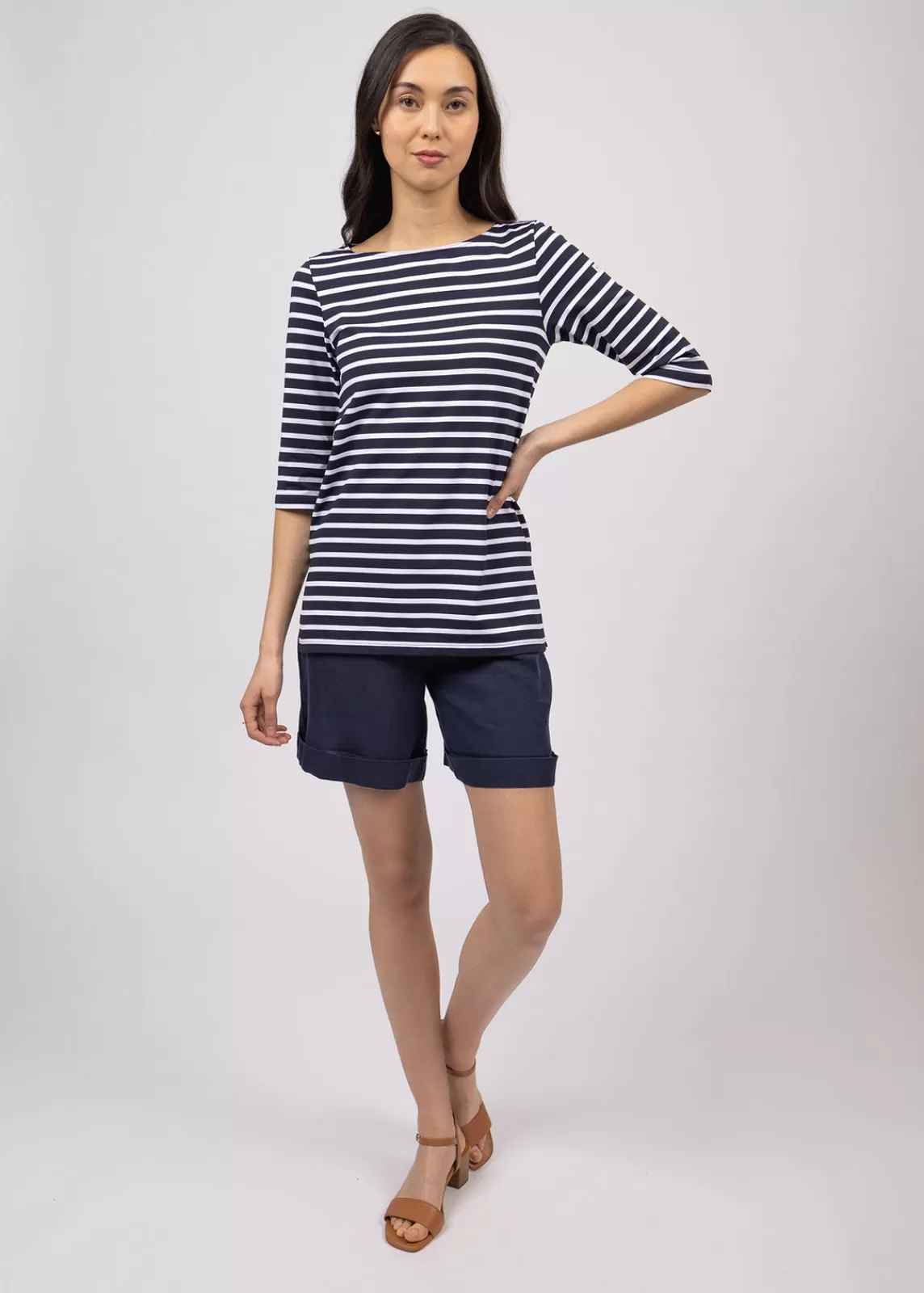 Sailor Striped Shirts>Saint James Phare boat neck striped sailor shirt NAVY/NEIGE