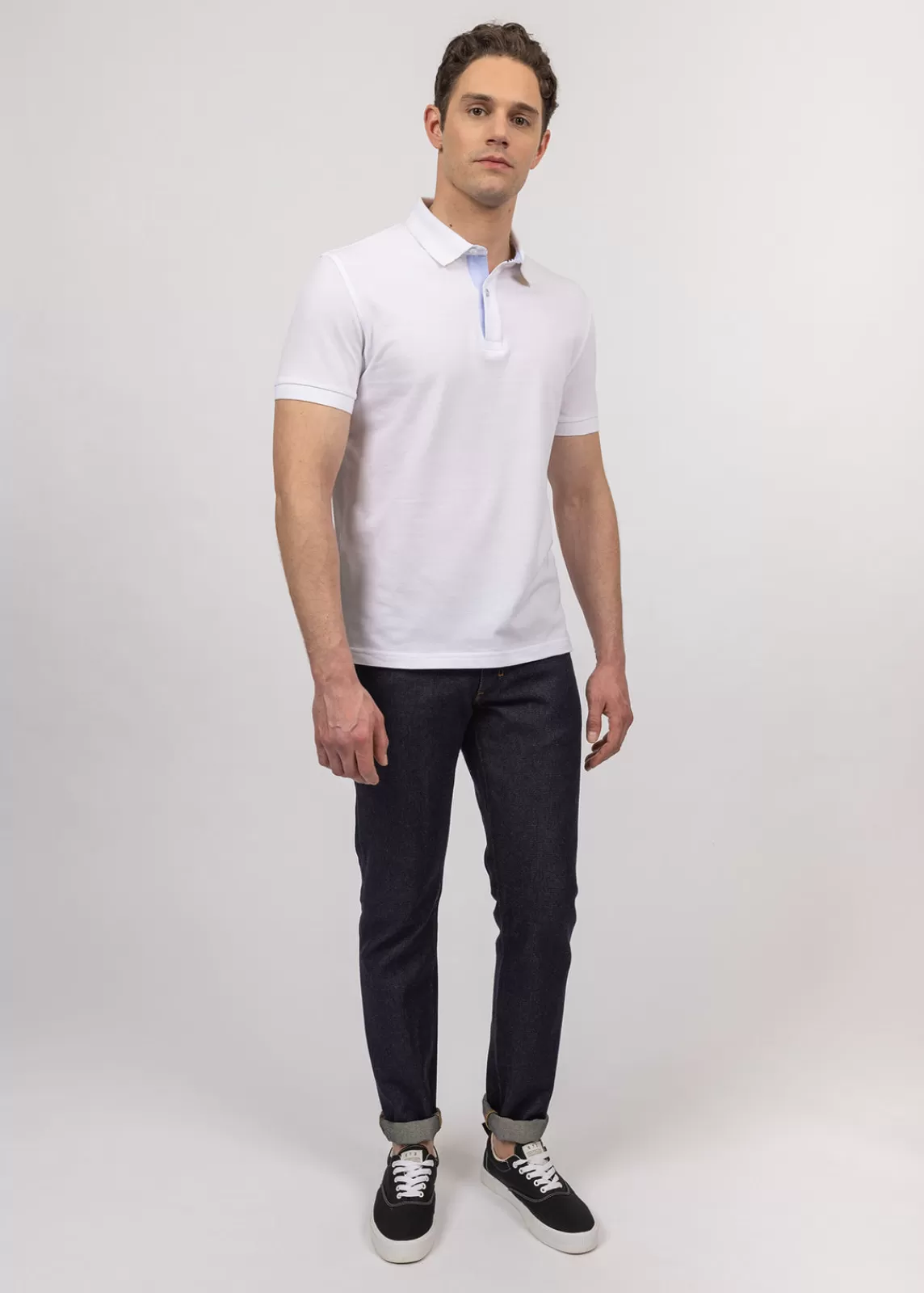 Polos & T-Shirts>Saint James Rayan polo shirt in cotton stretch BLANC