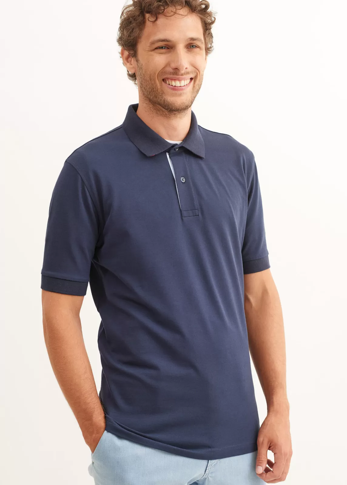 Polos & T-Shirts>Saint James Rayan polo shirt in cotton stretch MARINE